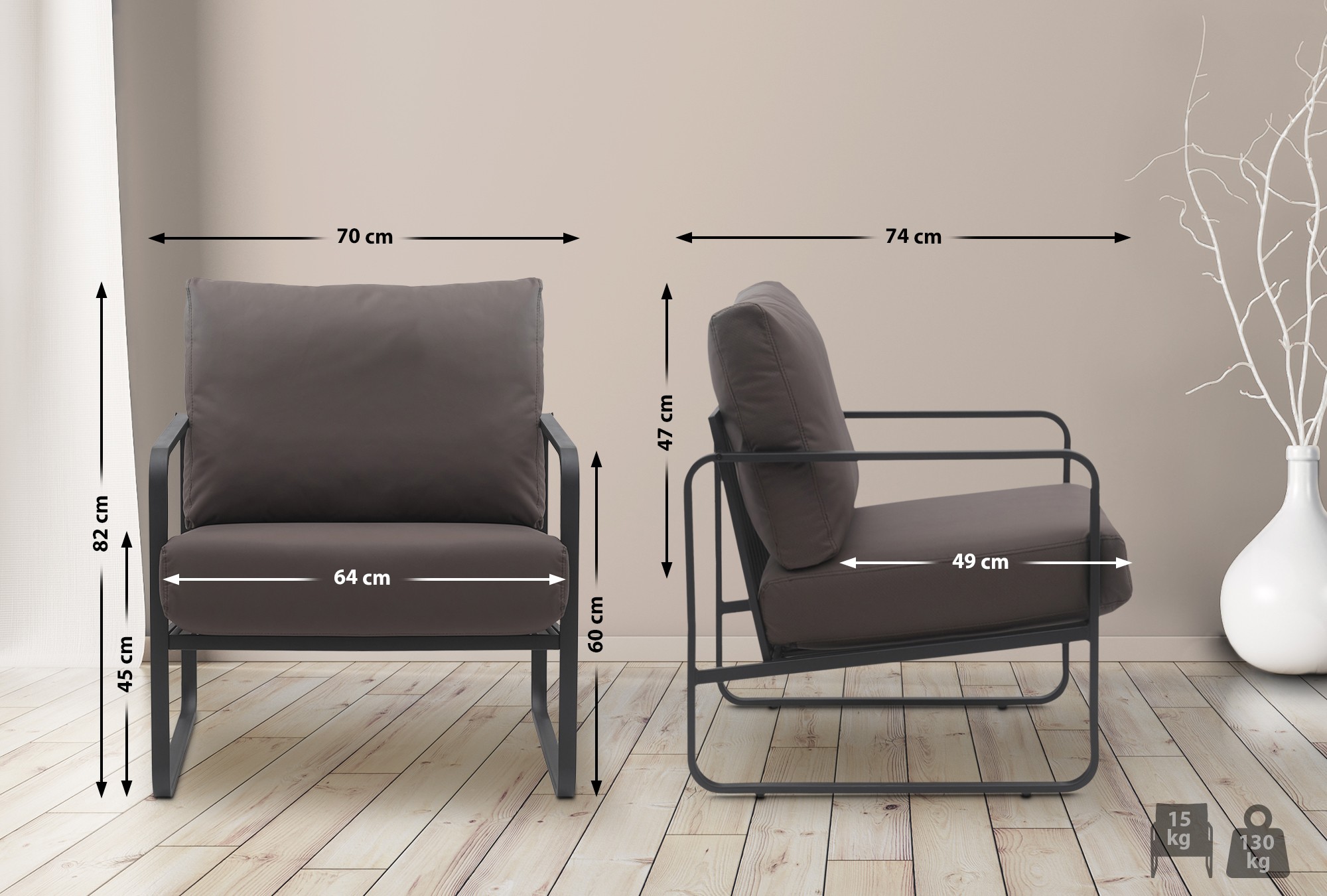 Sillón Manea en polipiel o tela