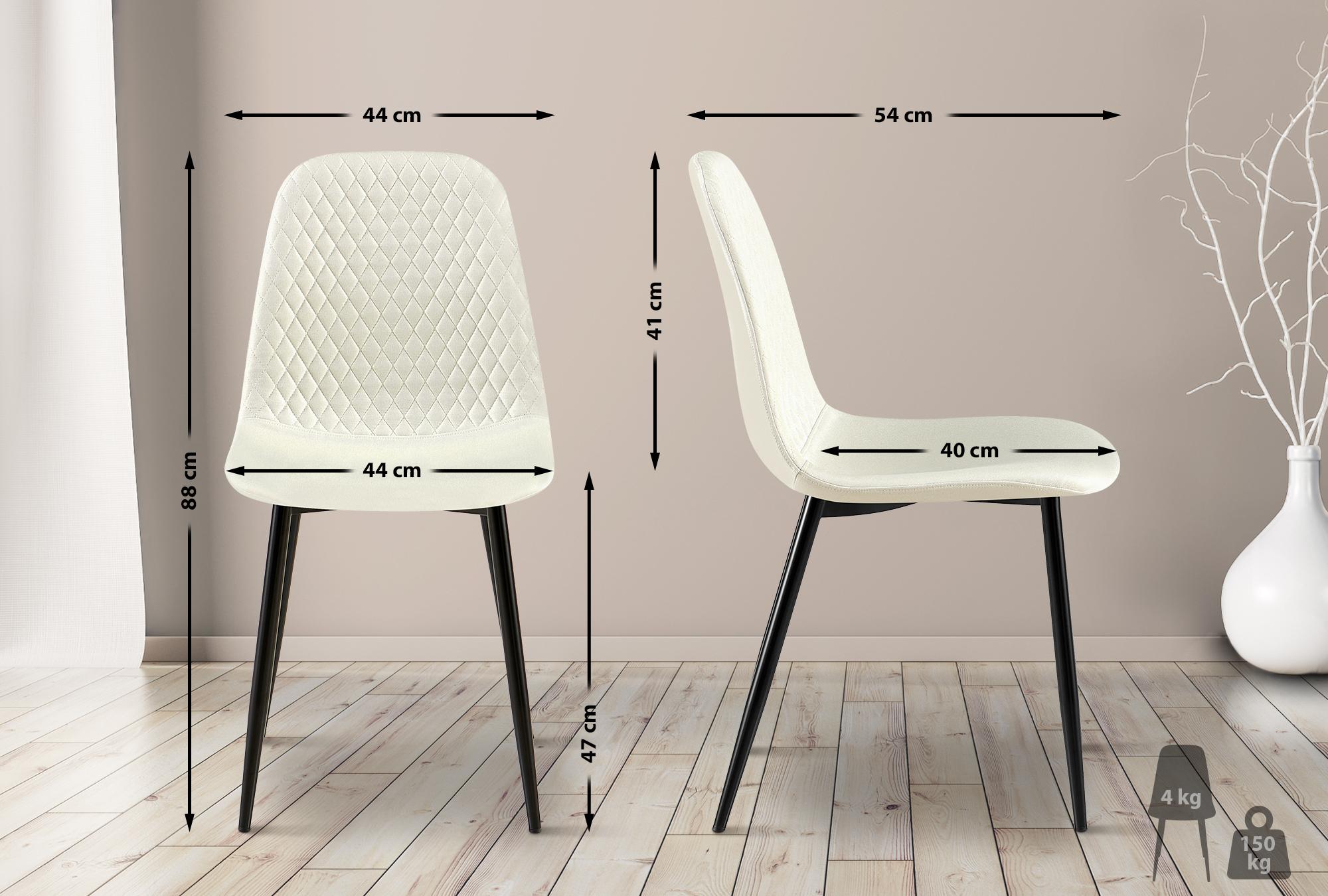 Set de 4 sillas de comedor Giverny en tela o terciopelo