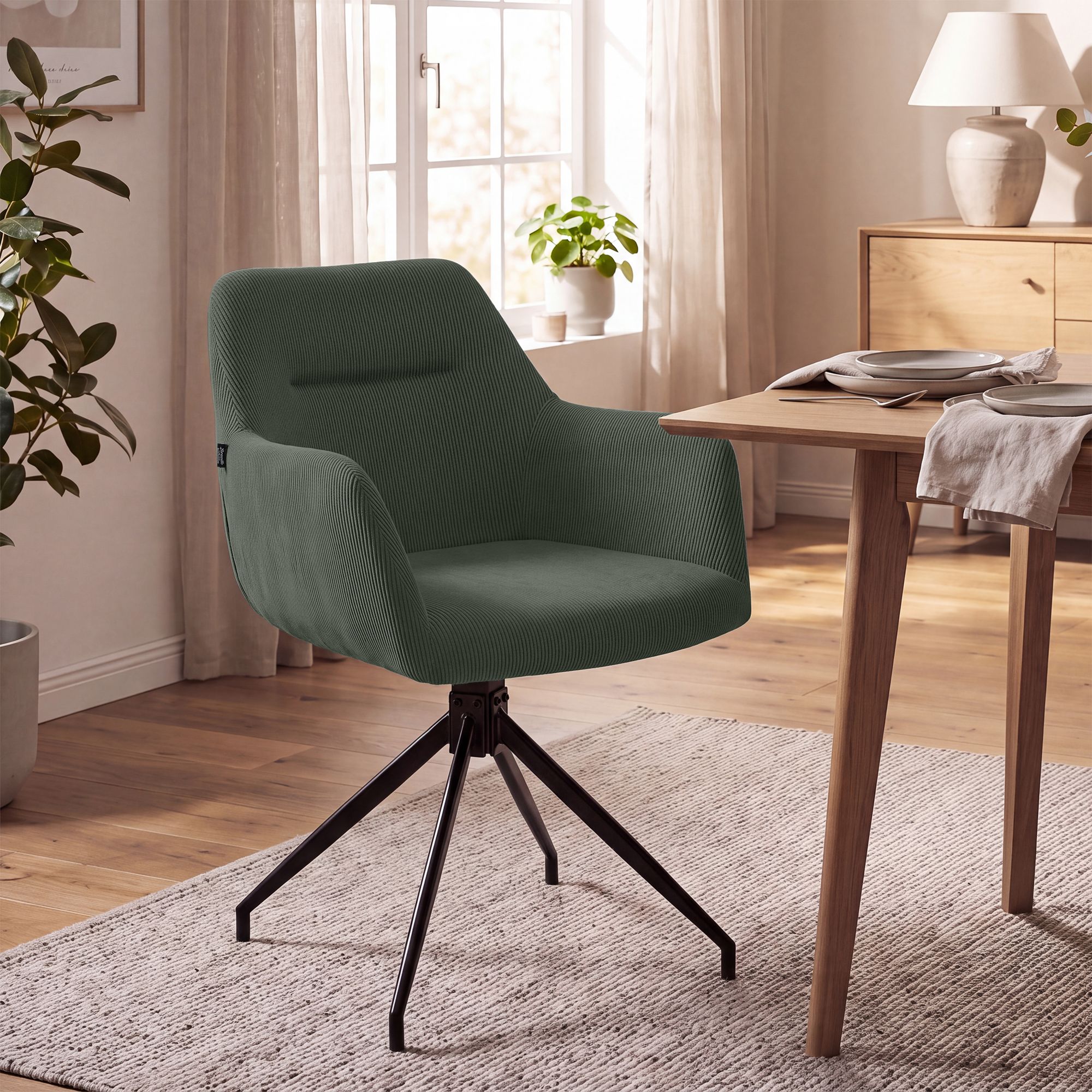 Silla de comedor Merlinda de pana