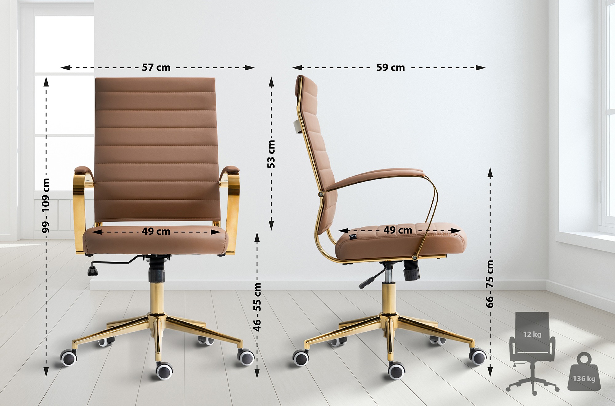 Silla de oficina Havanna en polipiel
