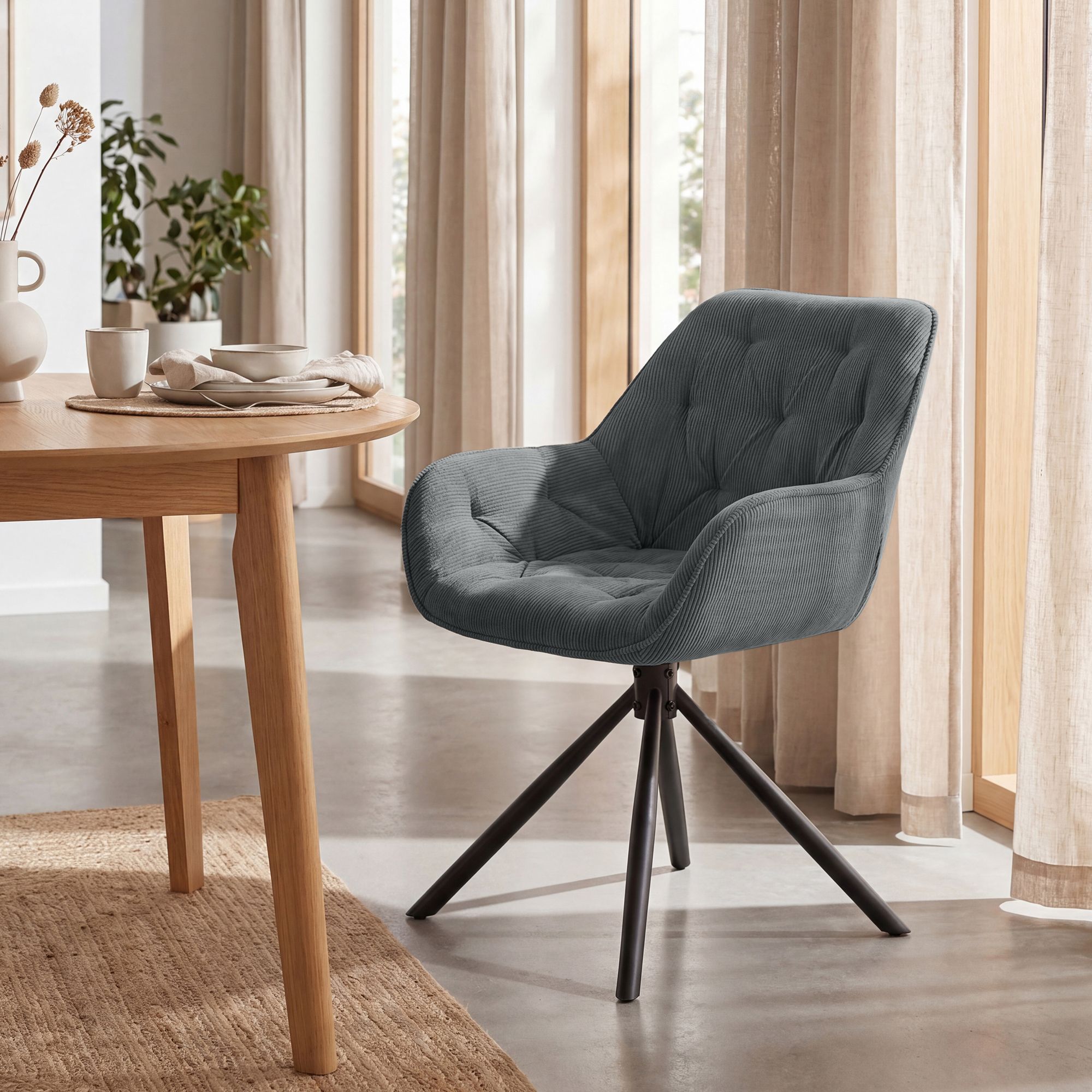 Silla de comedor Rimio de pana