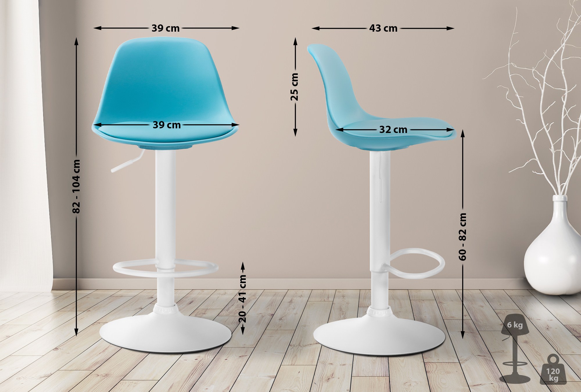 Taburete Kiel Estructura de Plástico & Asiento de Polipiel
