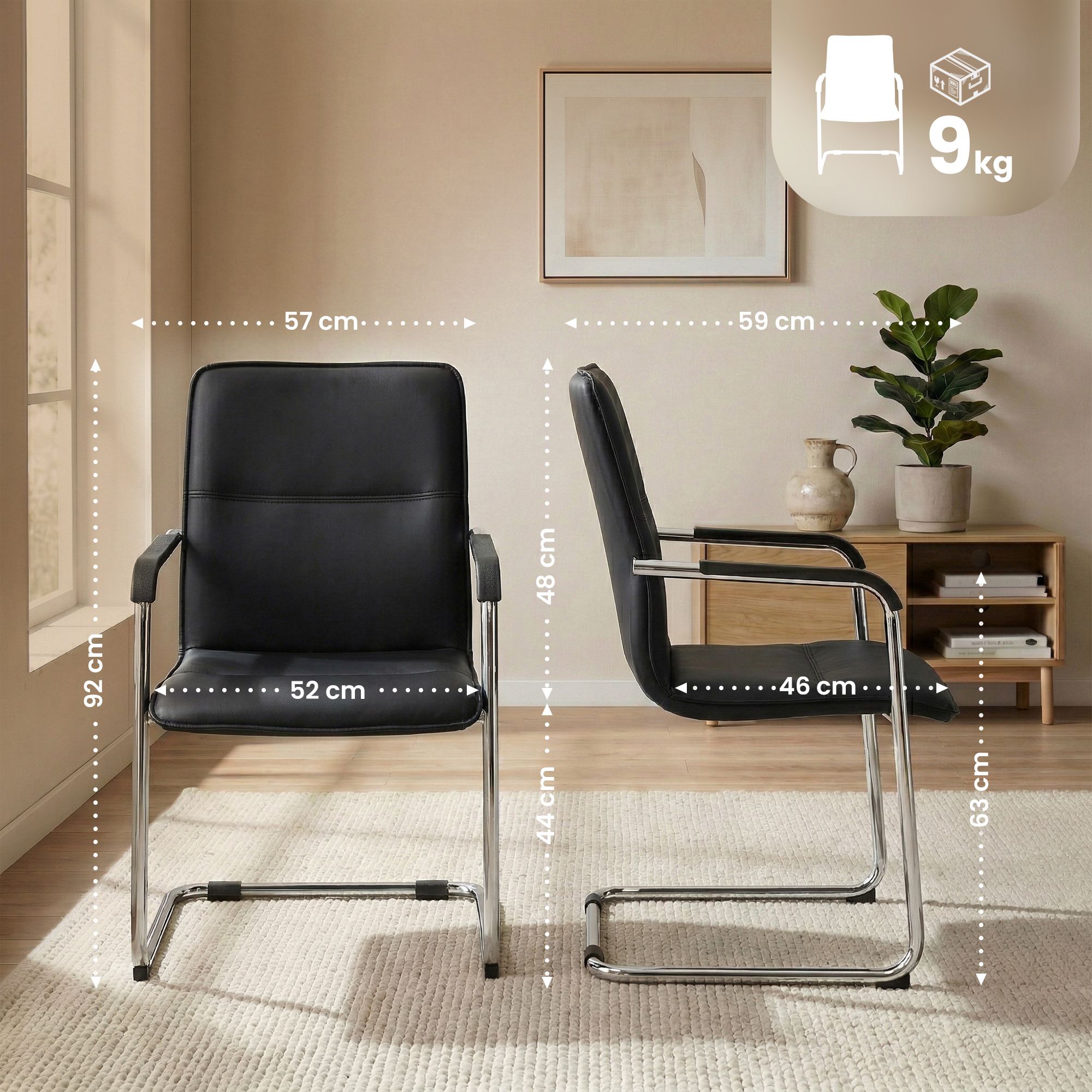 Silla voladiza Seattle de piel sintetica