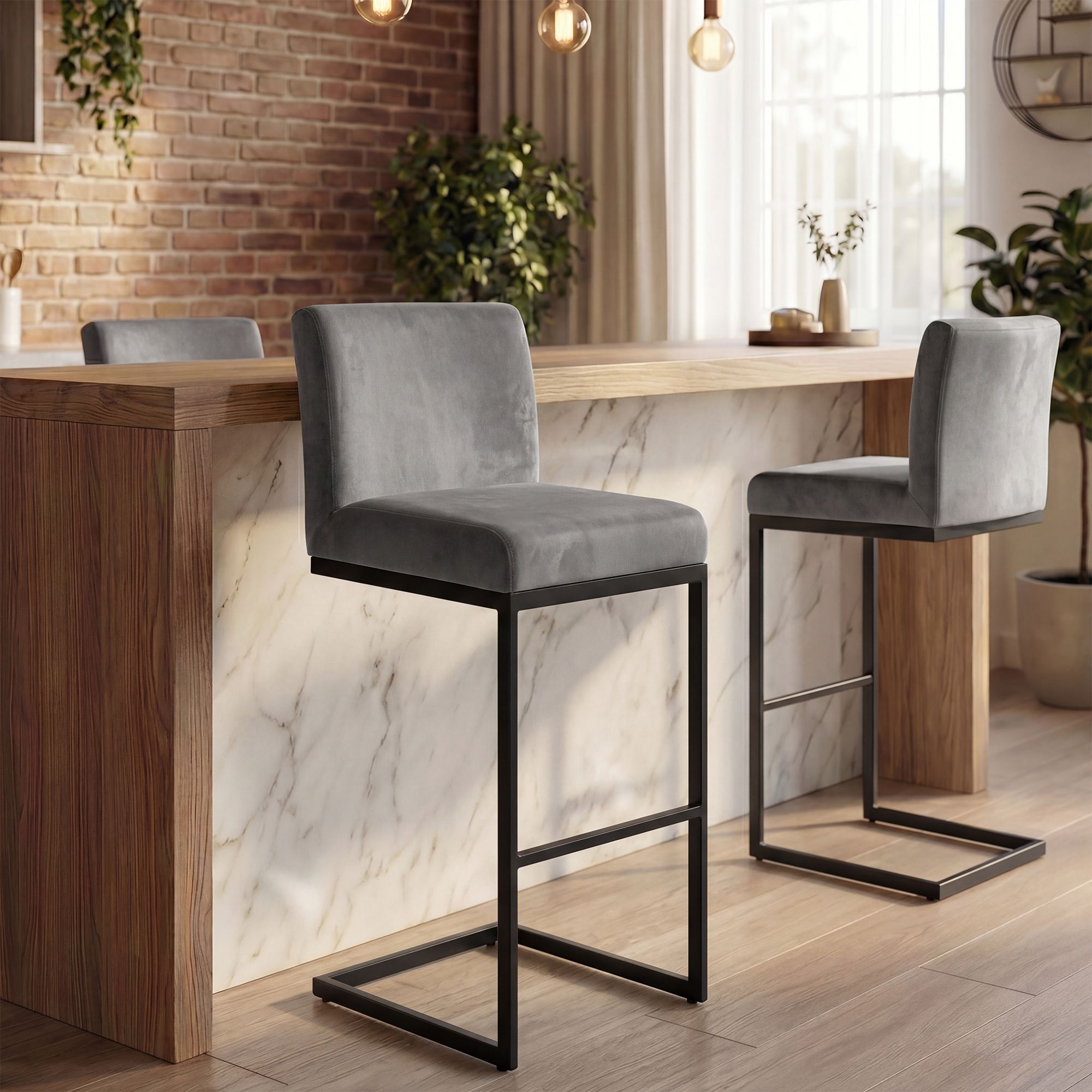 Taburete de bar de terciopelo Hopewell
