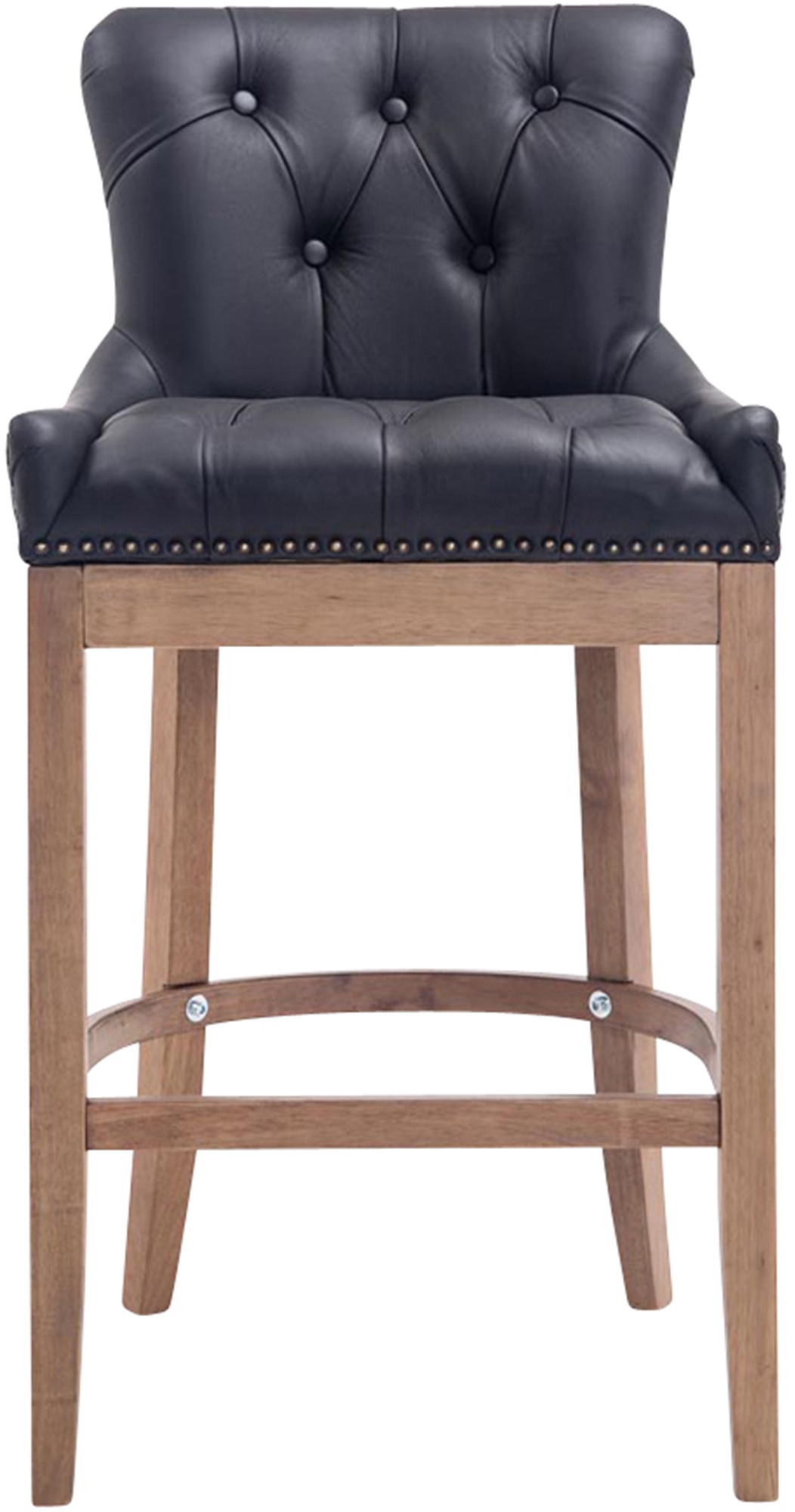 Taburete Lakewood Cuero Aútentico & Madera Clara