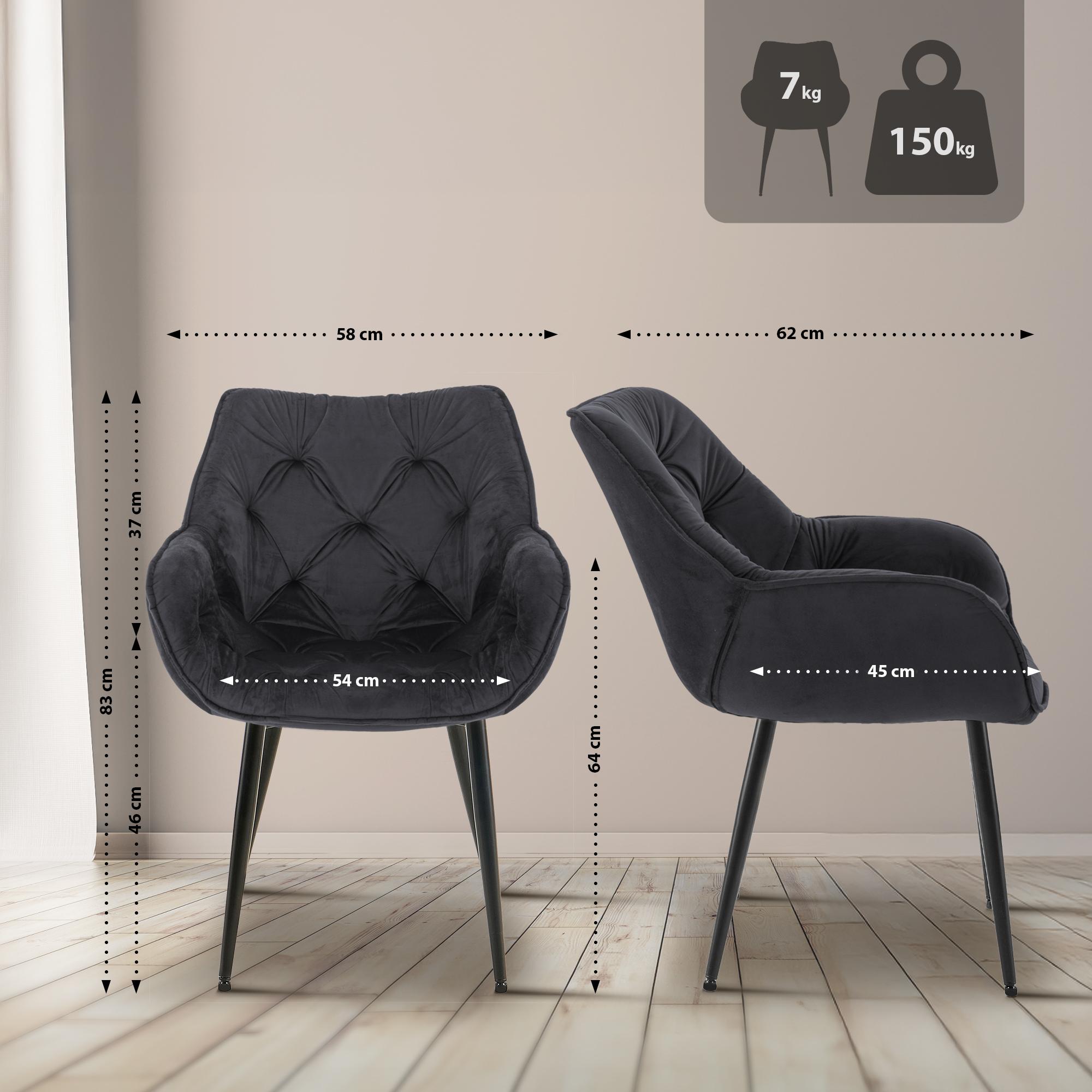 Set de 2 Sillas de comedor Tanna en terciopelo