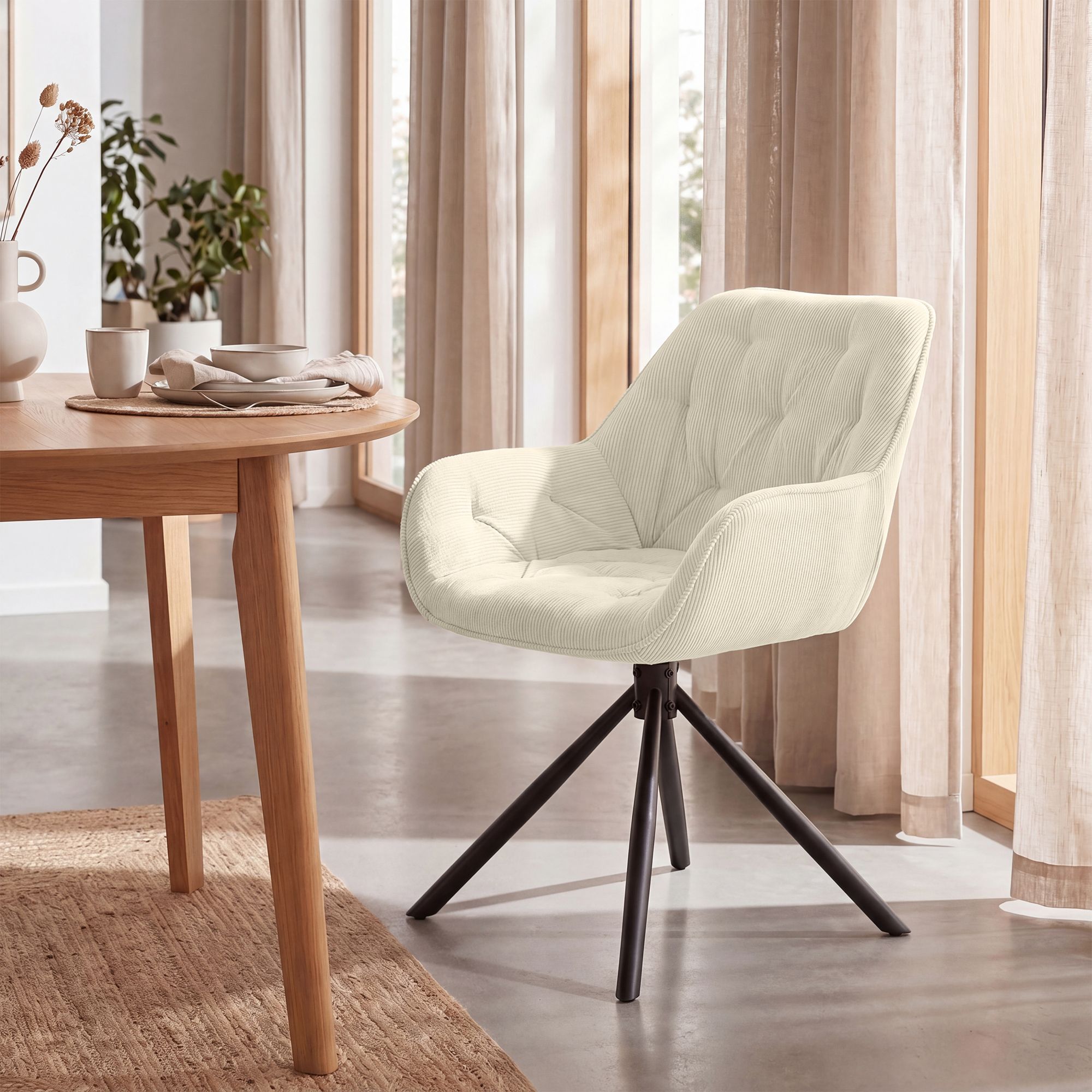 Silla de comedor Rimio de pana