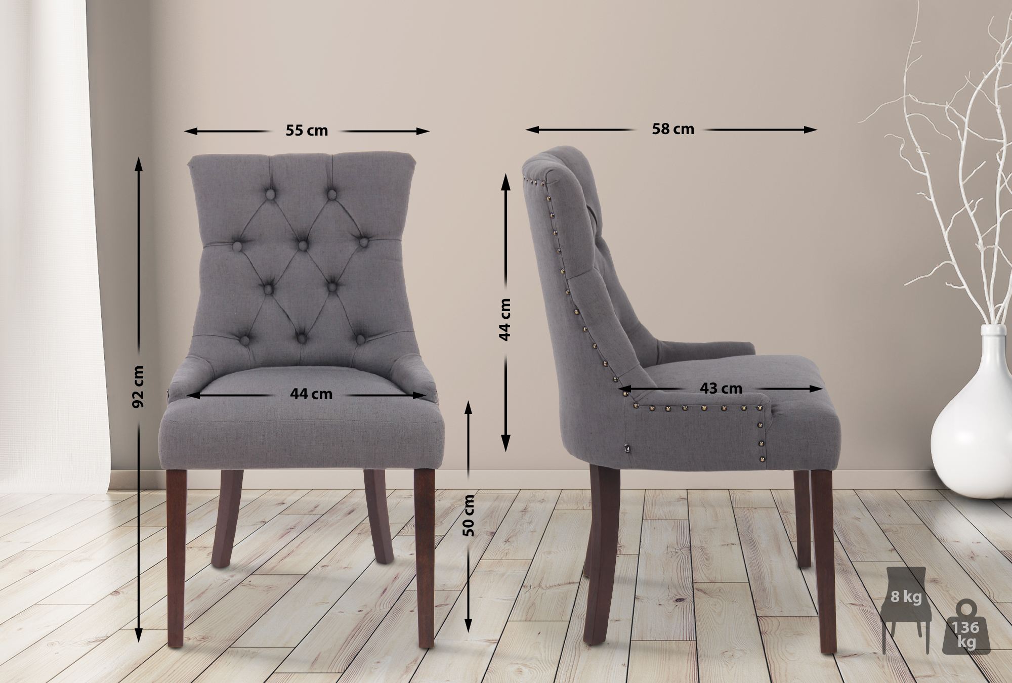 Silla De Comedor Aberdeen En Tela