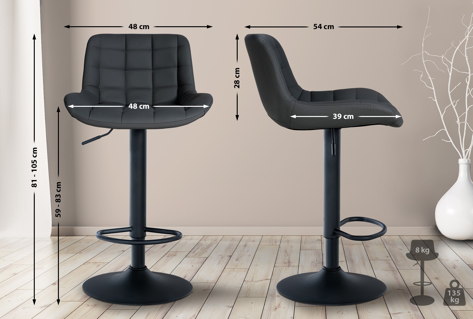 Set de 2 Taburetes de bar Tover