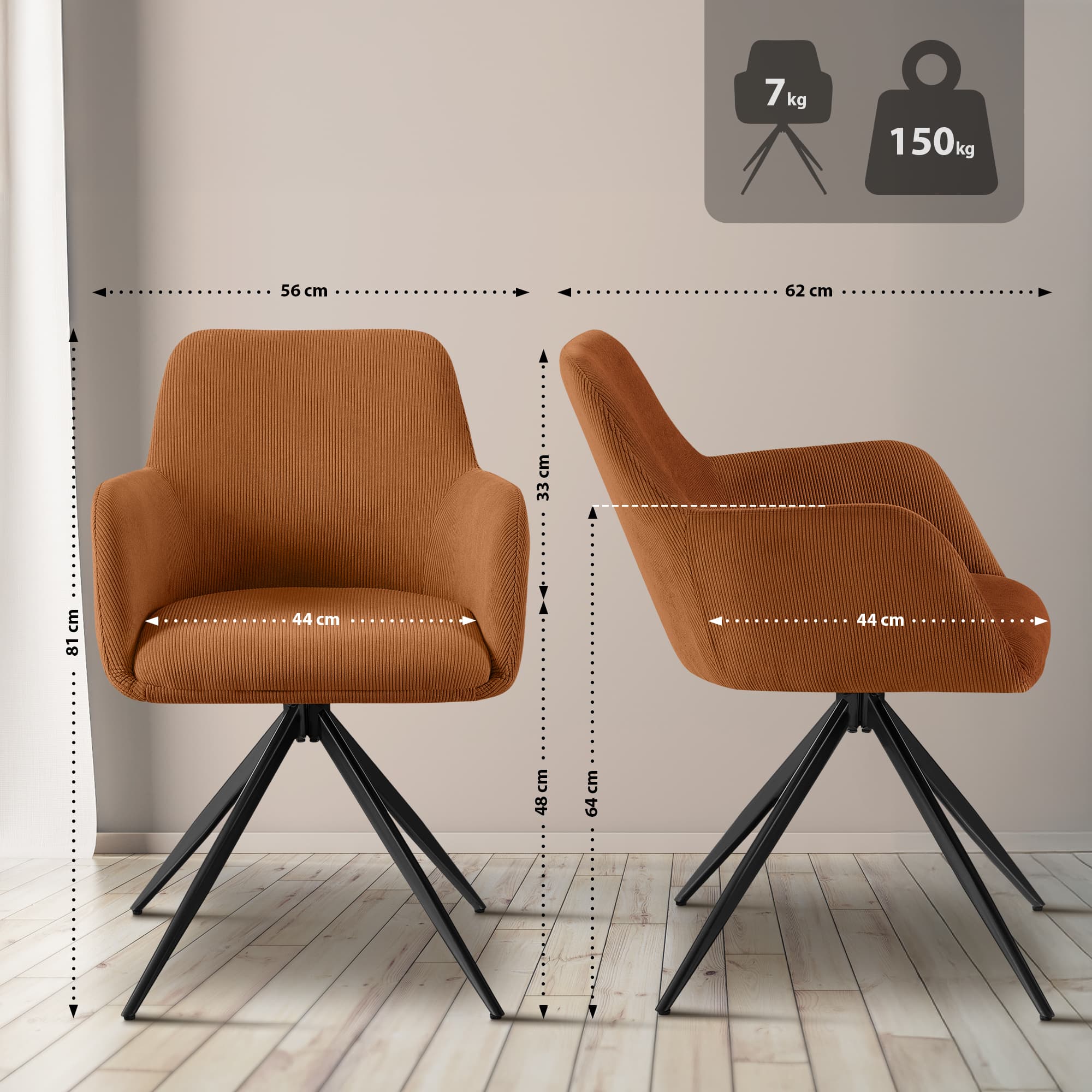 Silla de comedor Olema Cord