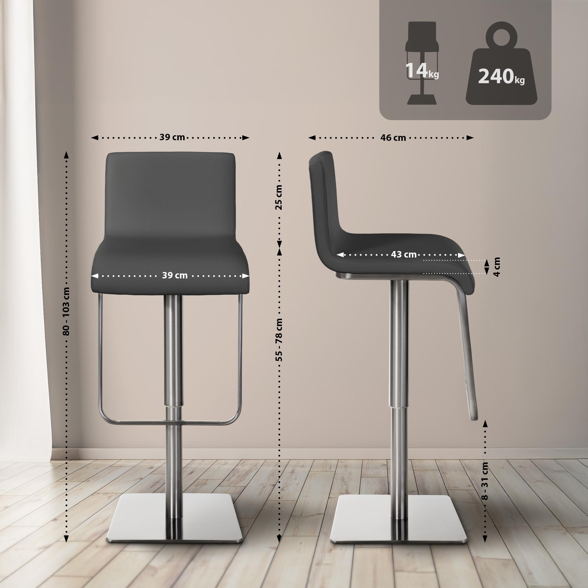 Juego de 2 taburetes de bar Limon con funda de cuero sintético