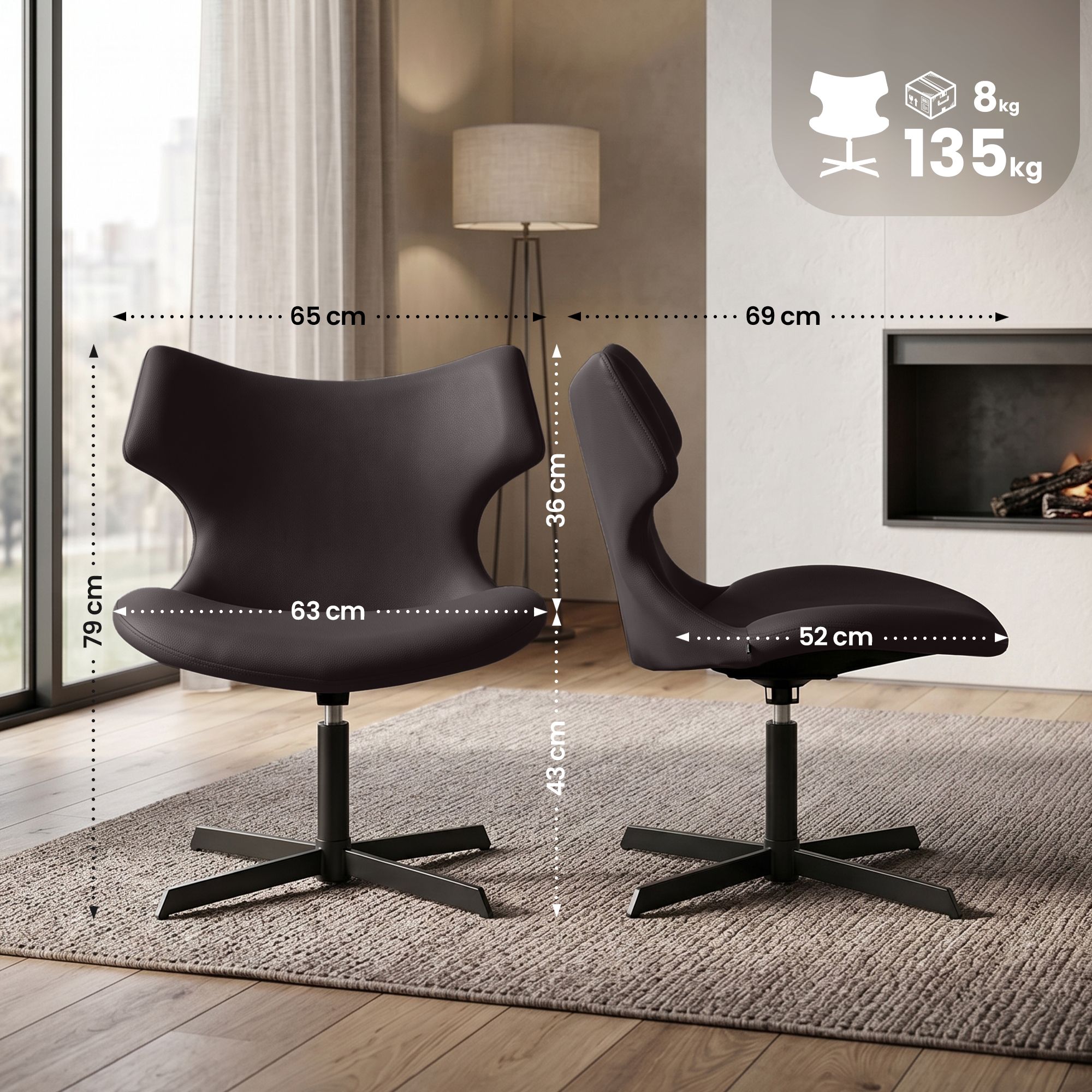 Set de 2 sillas lounge Welland de polipiel
