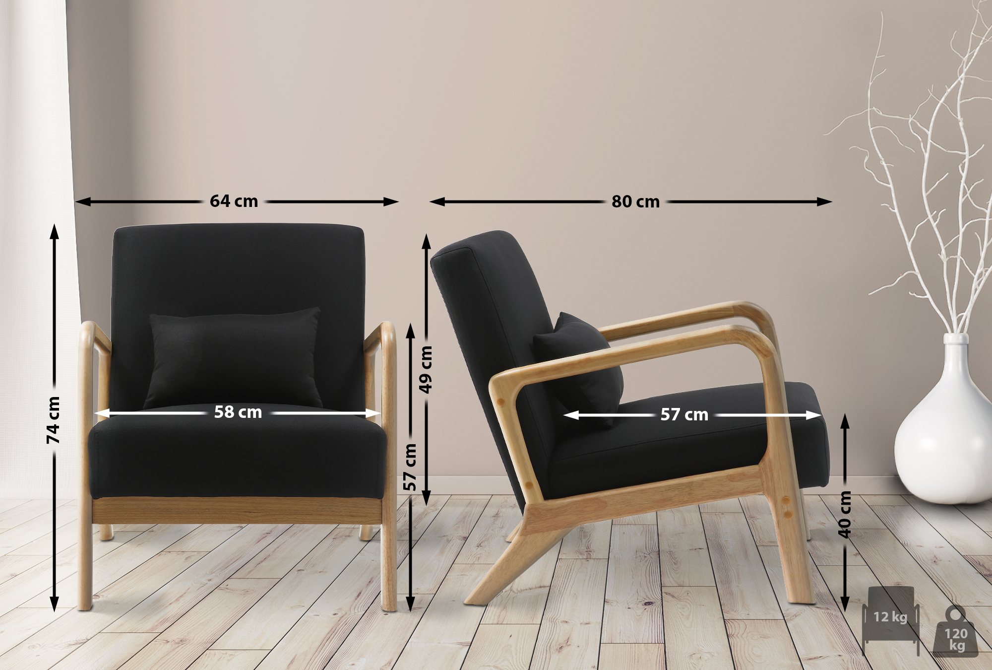Sillón Hibbing con tapizado de tela