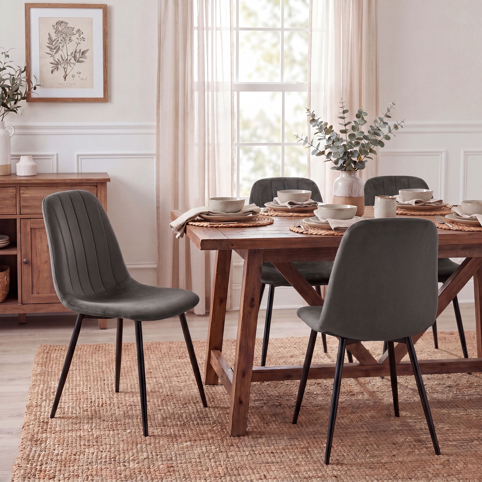 Silla de comedor Baxter de terciopelo