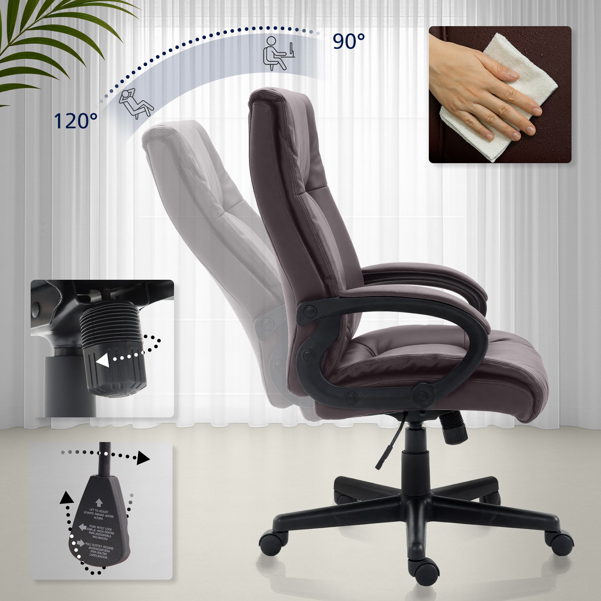 Silla de oficina XL Sparta imitación cuero