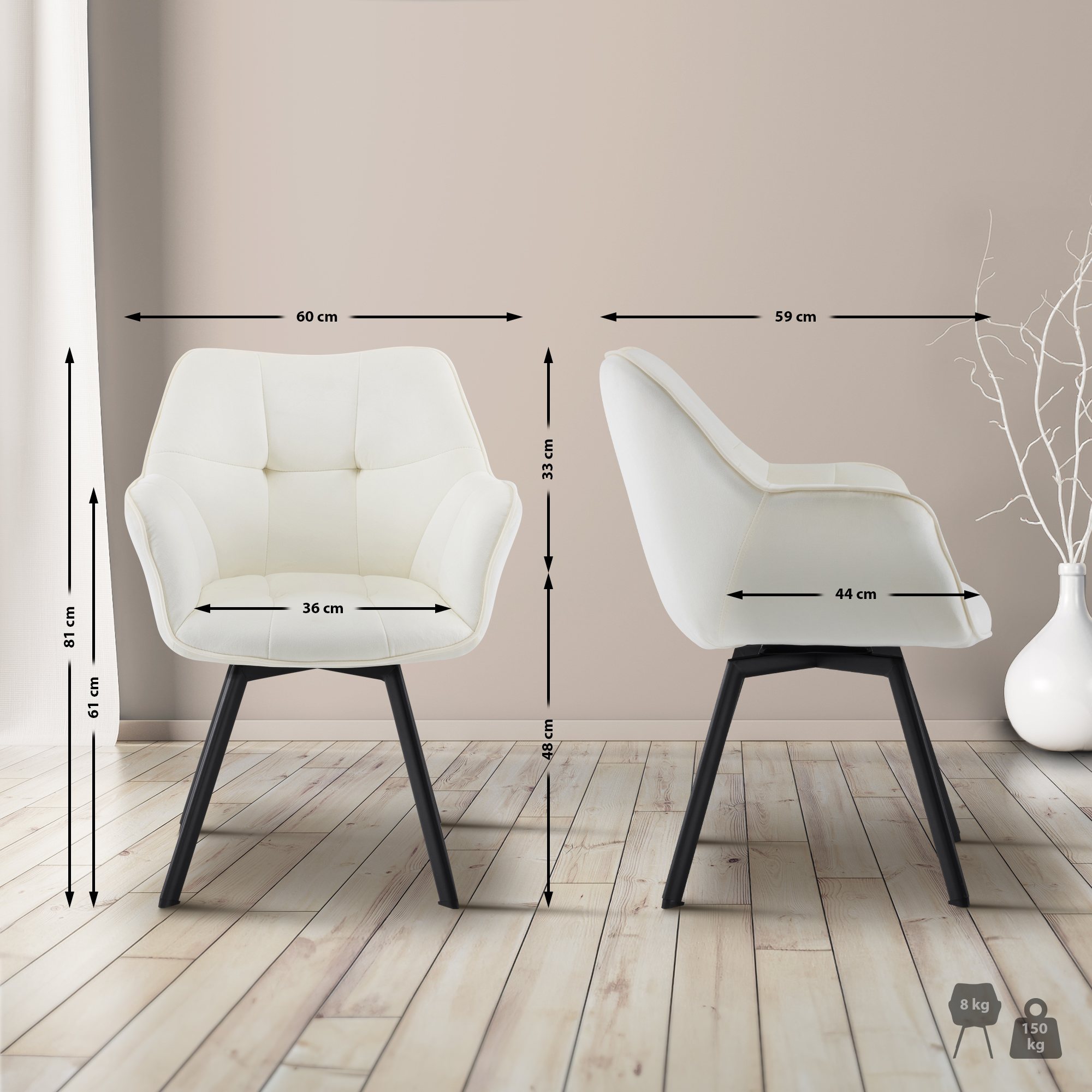 Silla de comedor de terciopelo Jordi