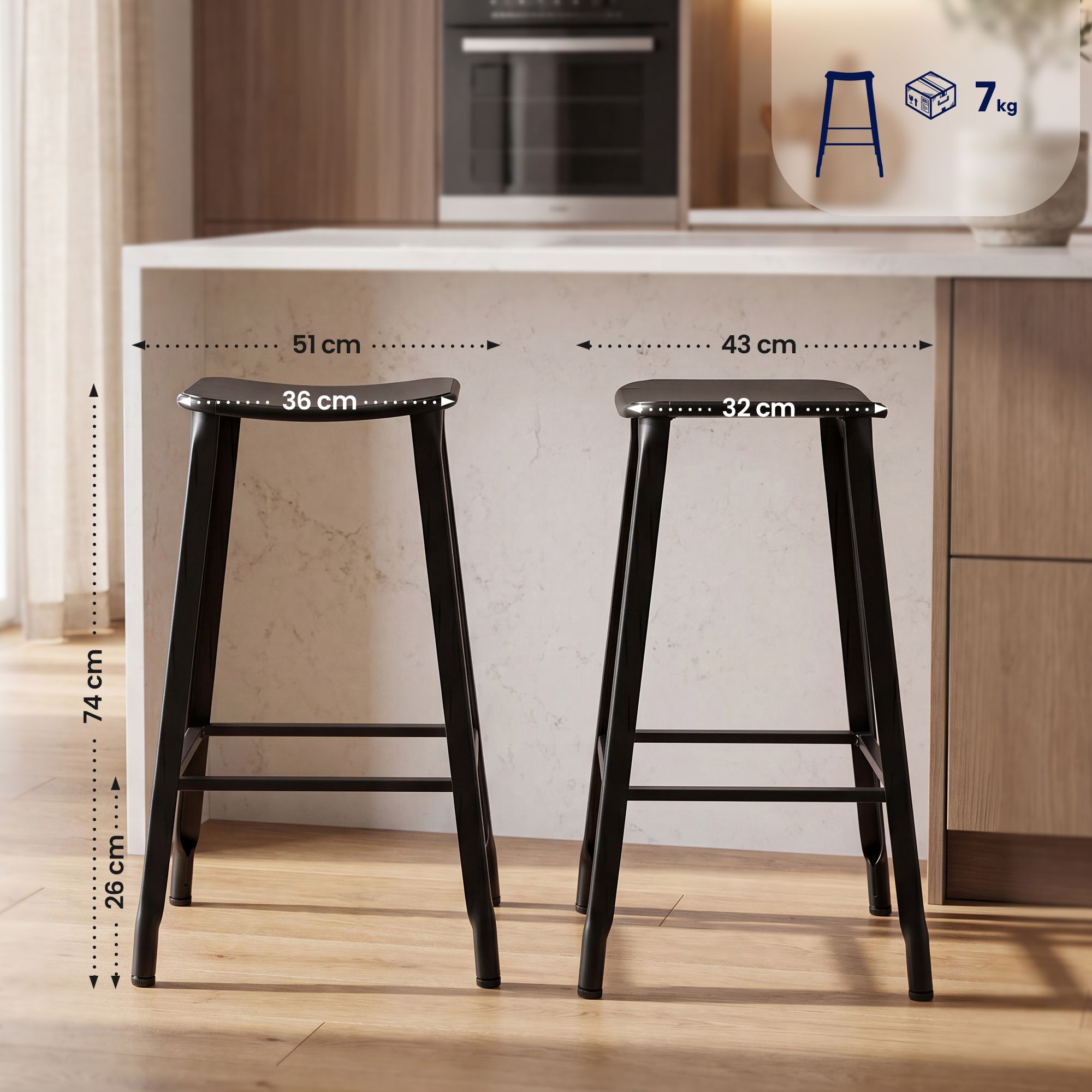 Set de 2 taburetes de bar Peony