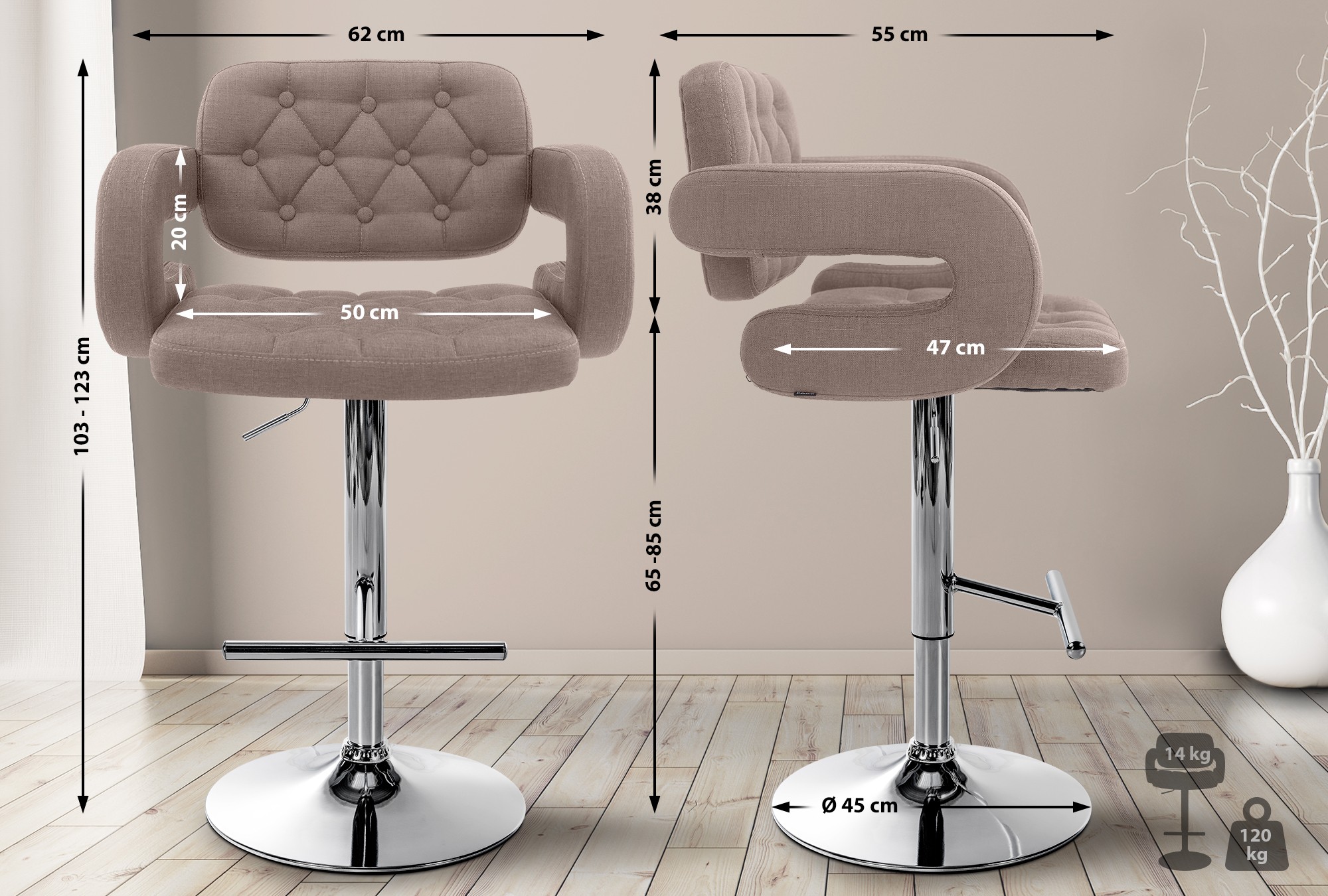Taburete de Bar Dublin en Tela