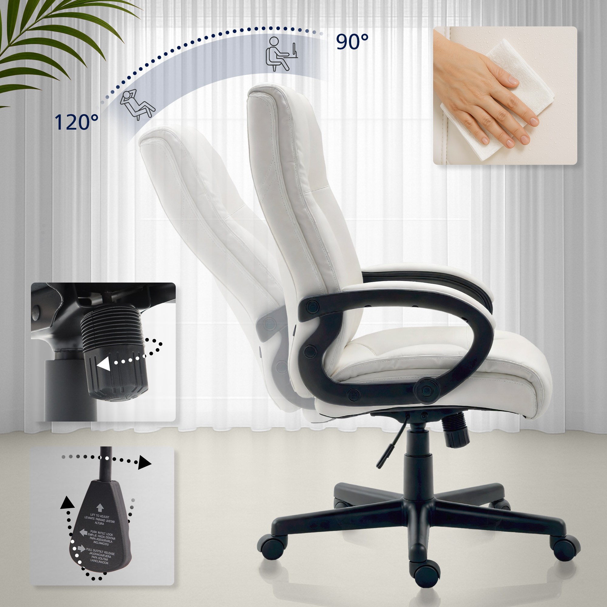 Silla de oficina XL Sparta imitación cuero