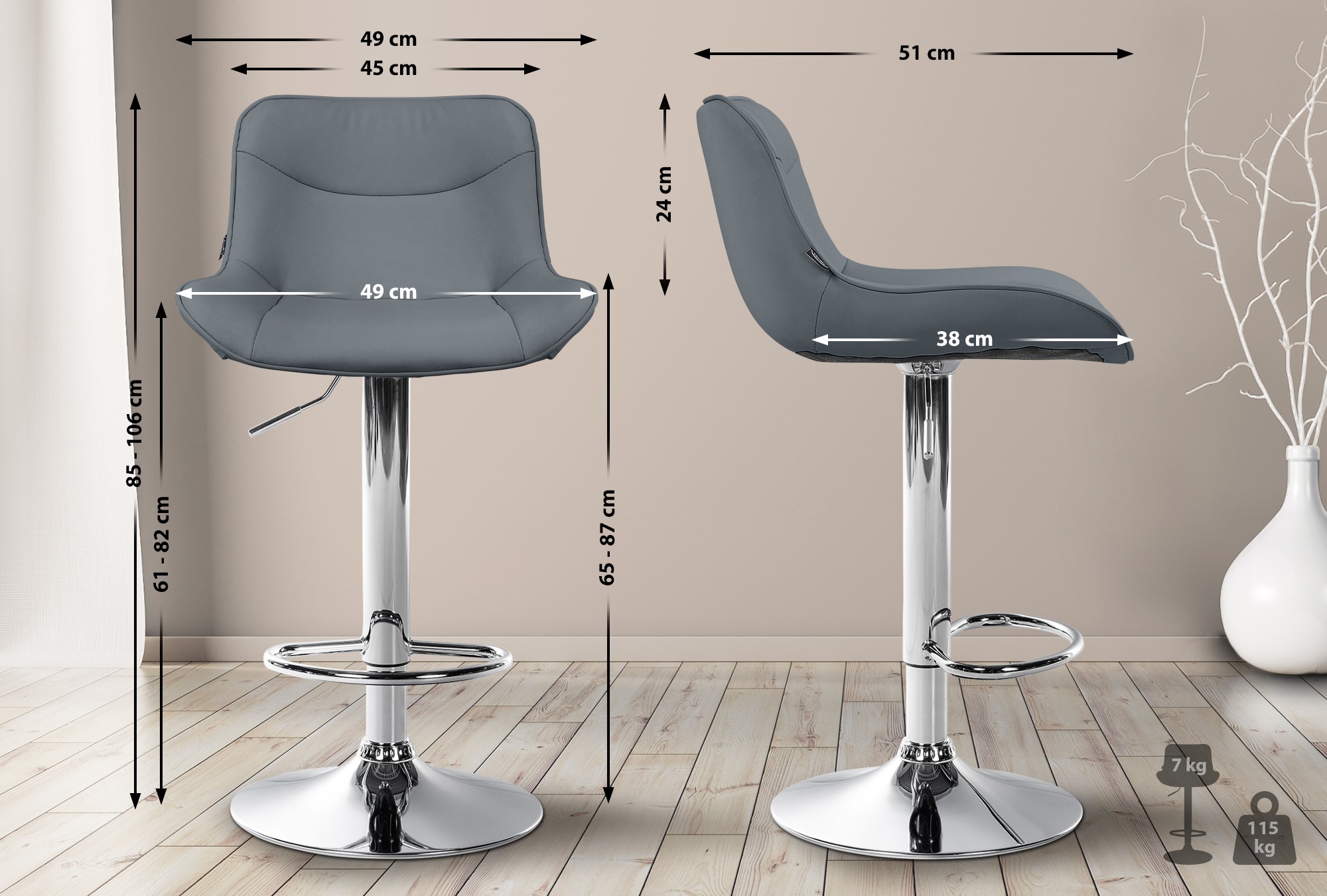 Taburete de bar Vonore en polipiel