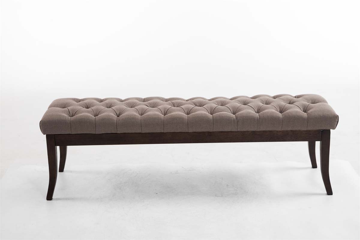 Taburete Recibidor Ramses En Tela & Madera Oscura