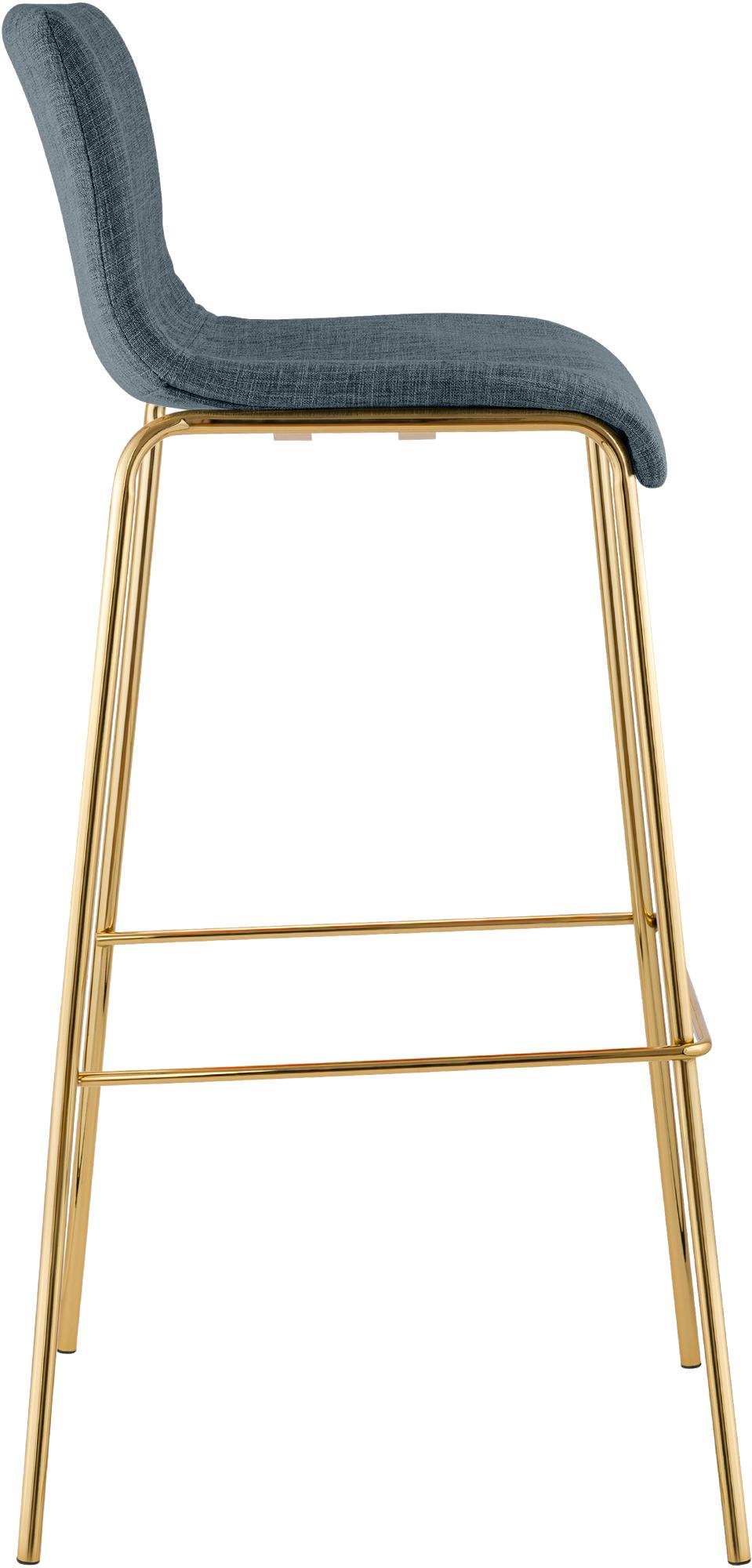 Set de 2 Taburetes de Bar Hover de Tela con Estructura de Cuatro Patas Dorada