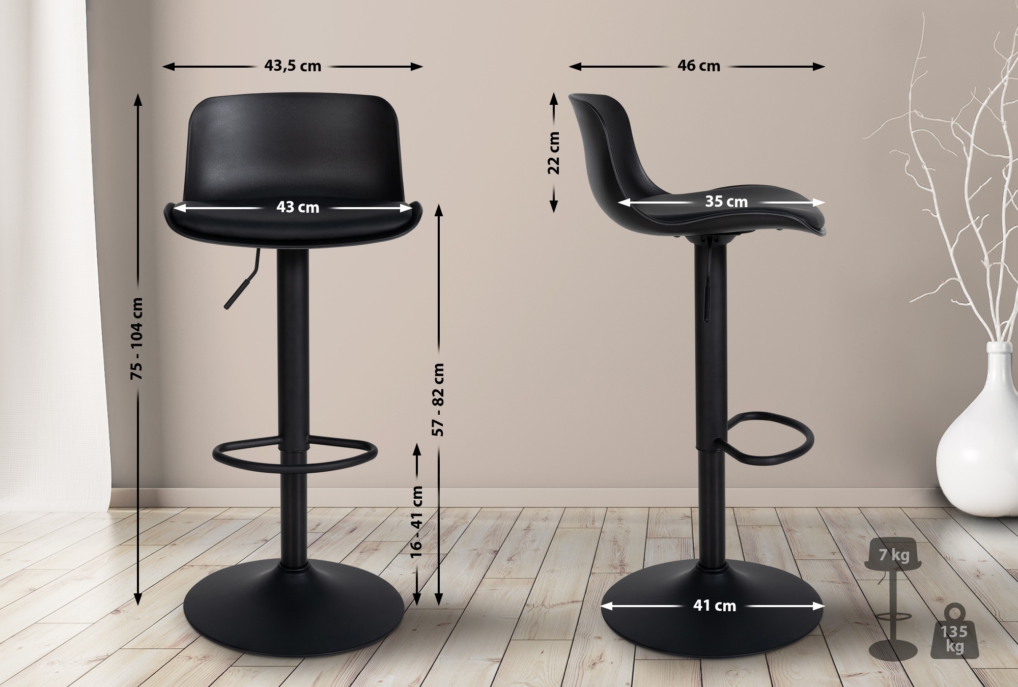 Set de 2 Taburetes de bar Almada en polipiel