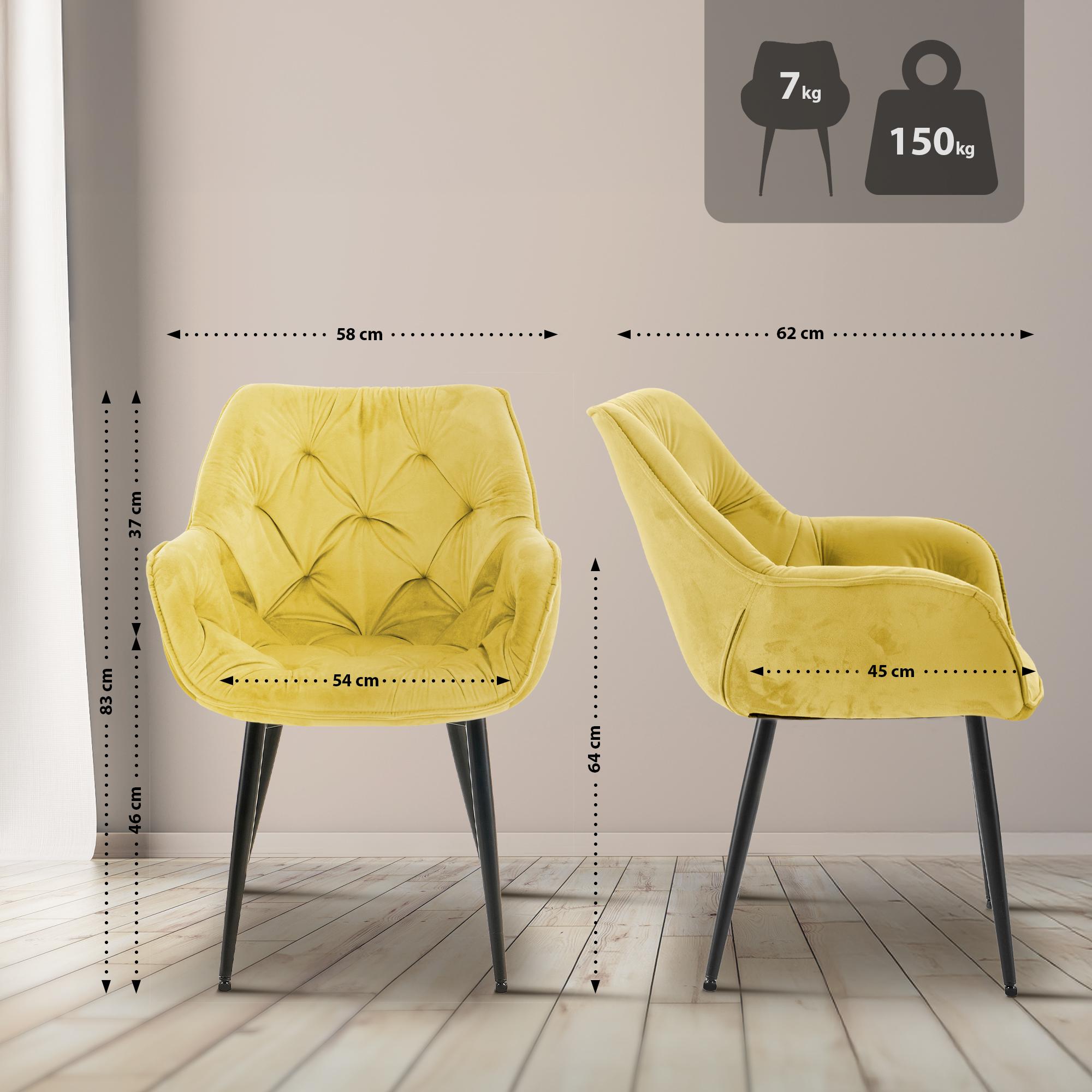 Set de 2 Sillas de comedor Tanna en terciopelo