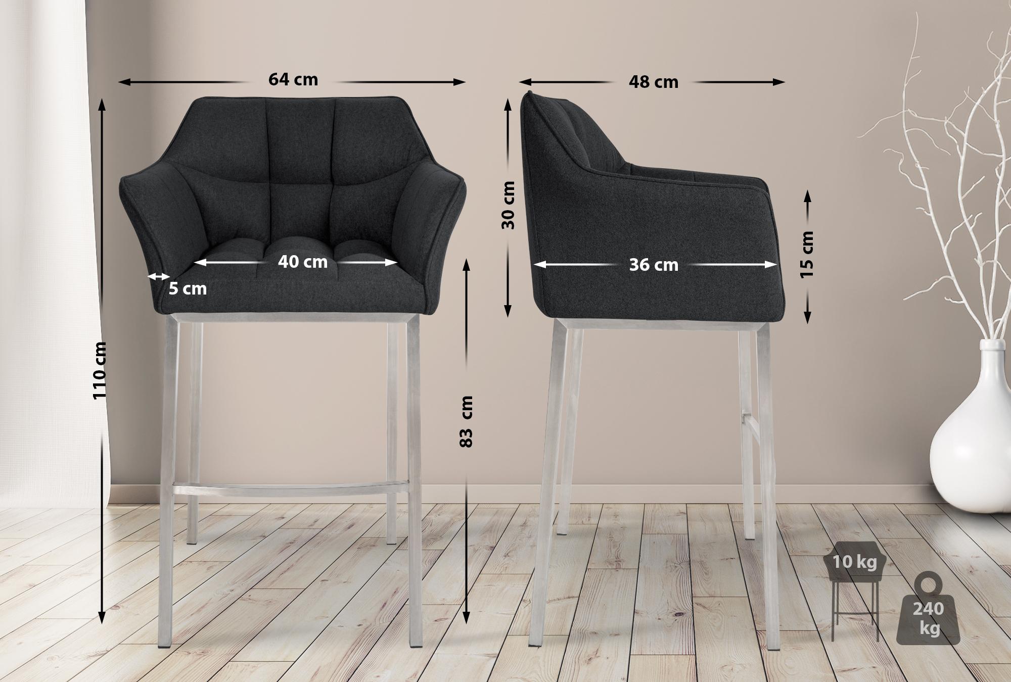 Taburete de Bar Damaso con Fieltro y Base de Cuatro Patas