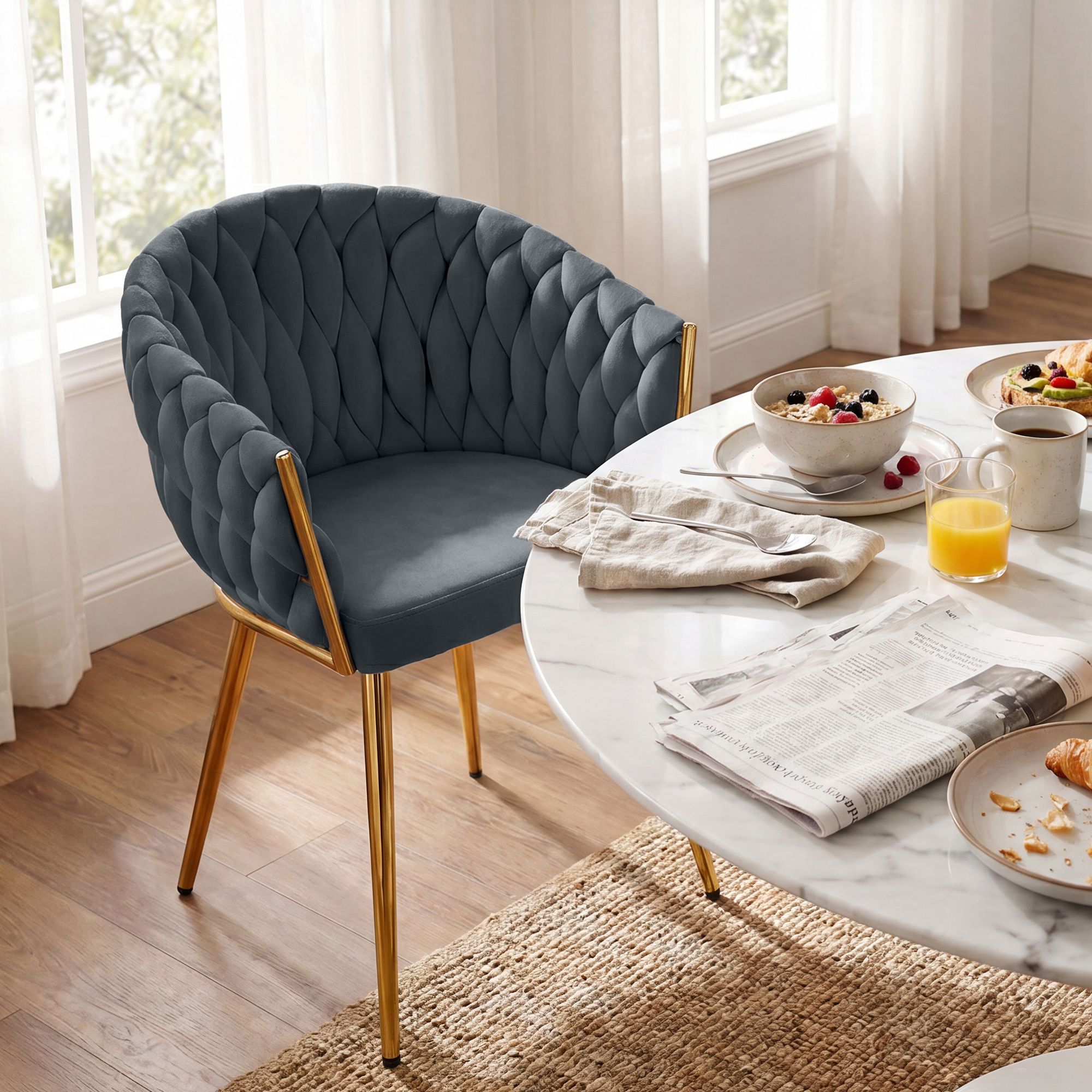Silla de comedor Molise terciopelo dorado elegante y cómoda para tu hogar
