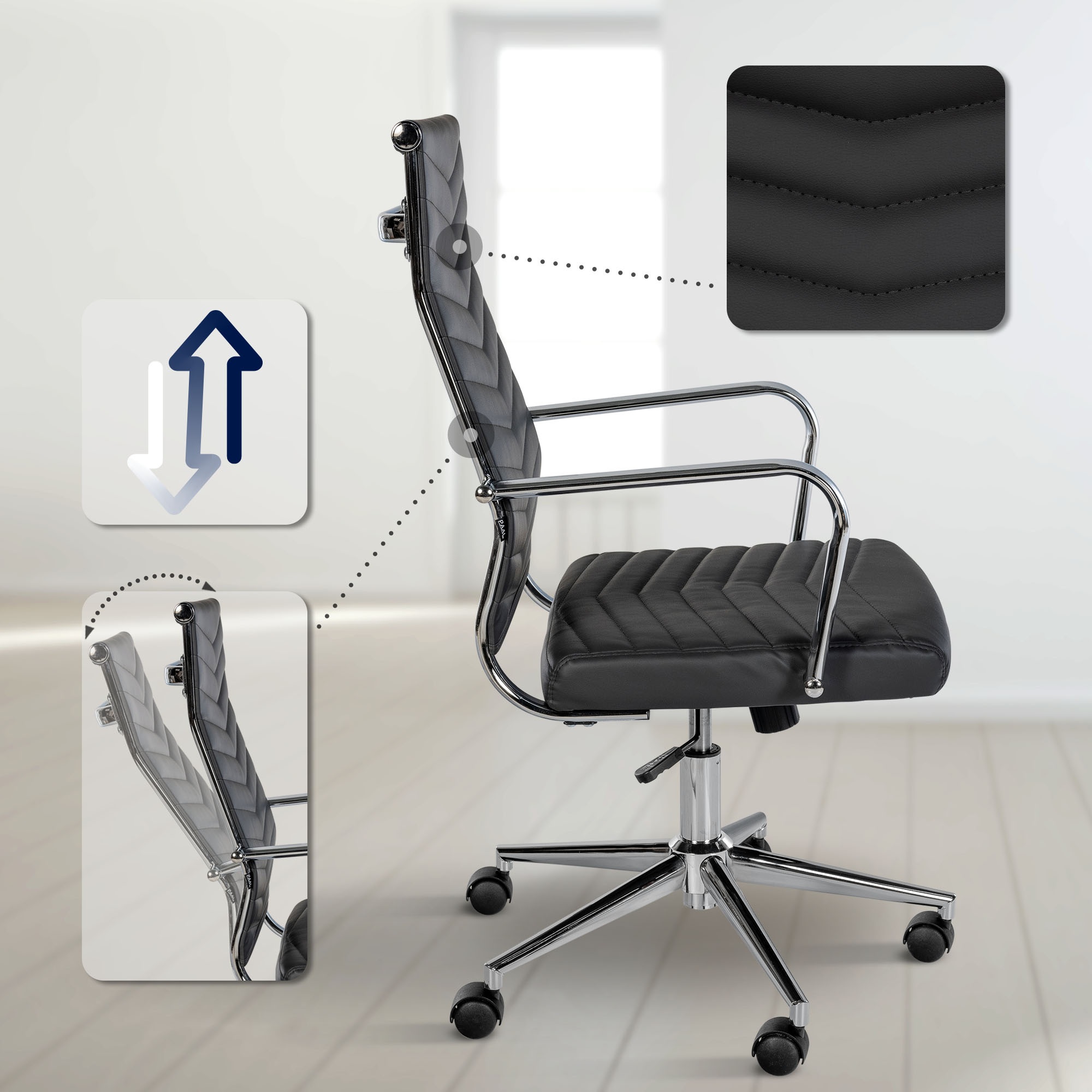 Silla de oficina de piel sintética Canby