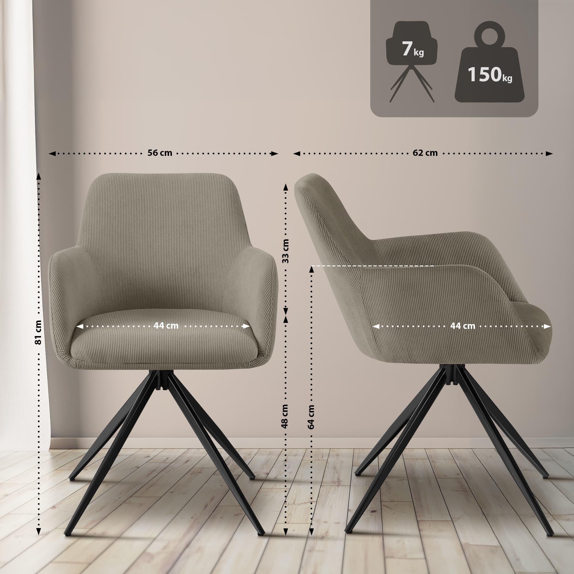 Silla de comedor Olema Cord