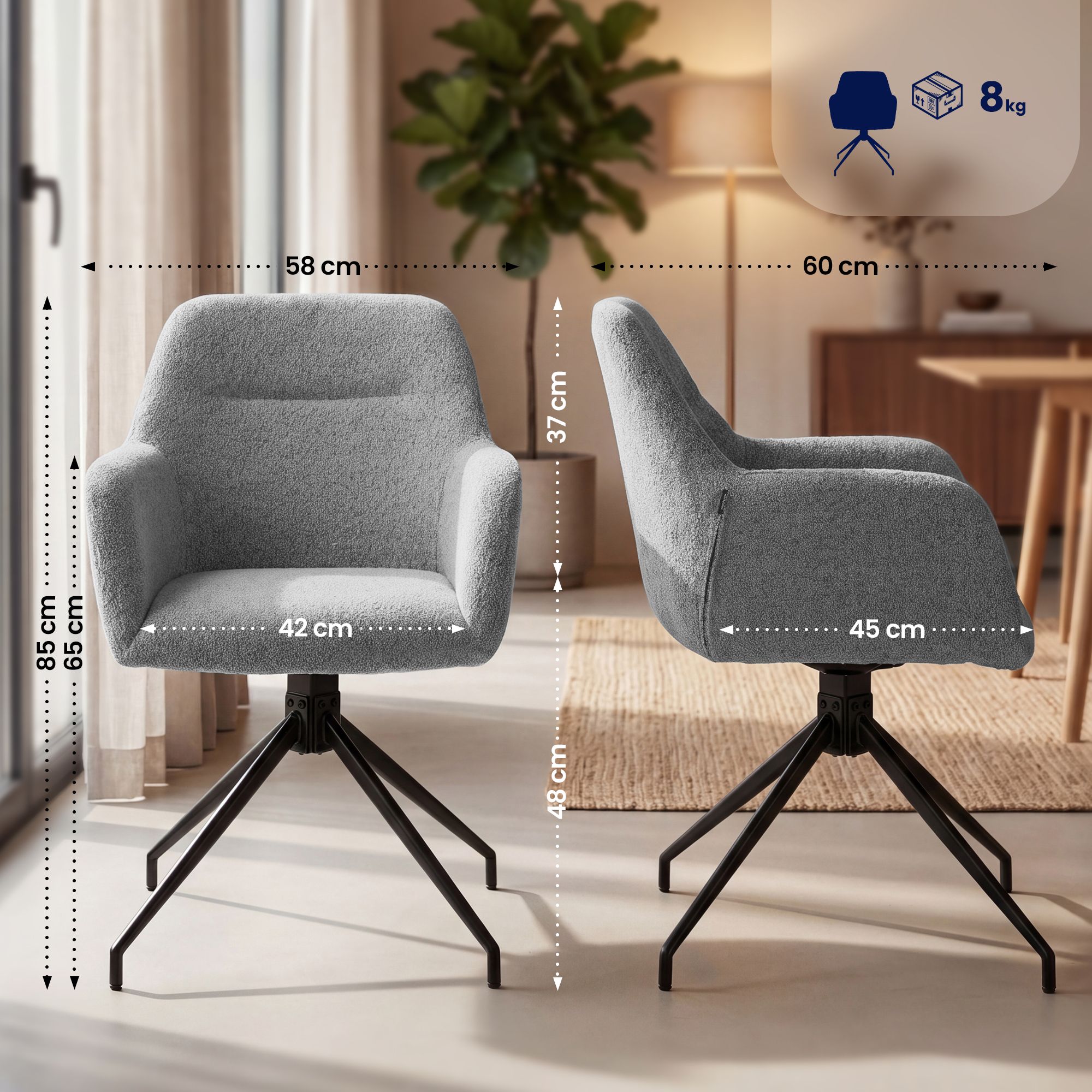 Silla de Comedor Merlinda con Tejido Teddy
