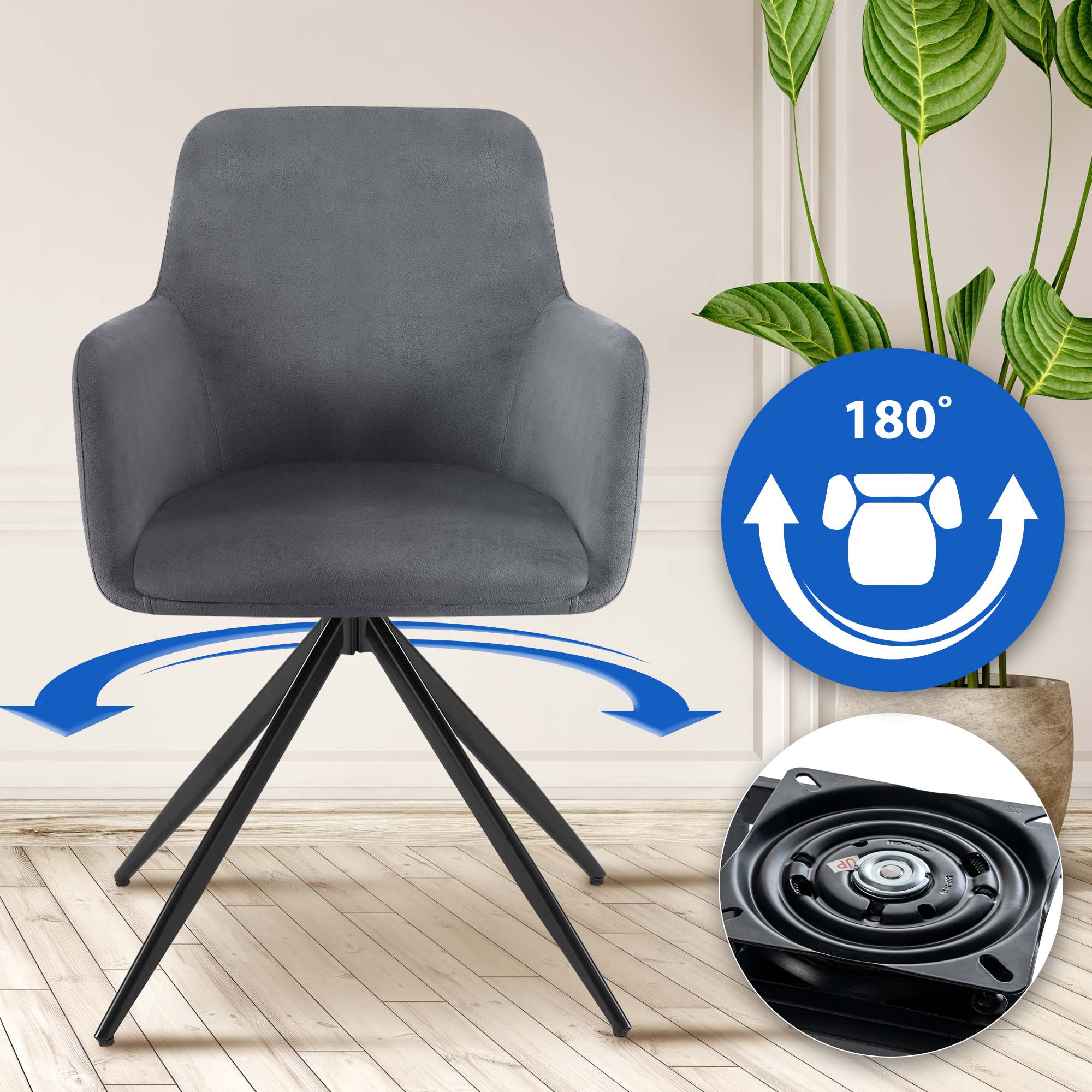 Silla de comedor Olema en terciopelo