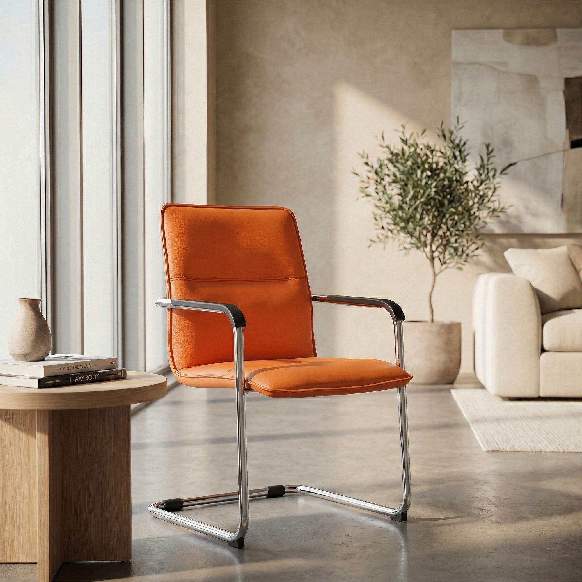 Silla voladiza Seattle de piel sintetica