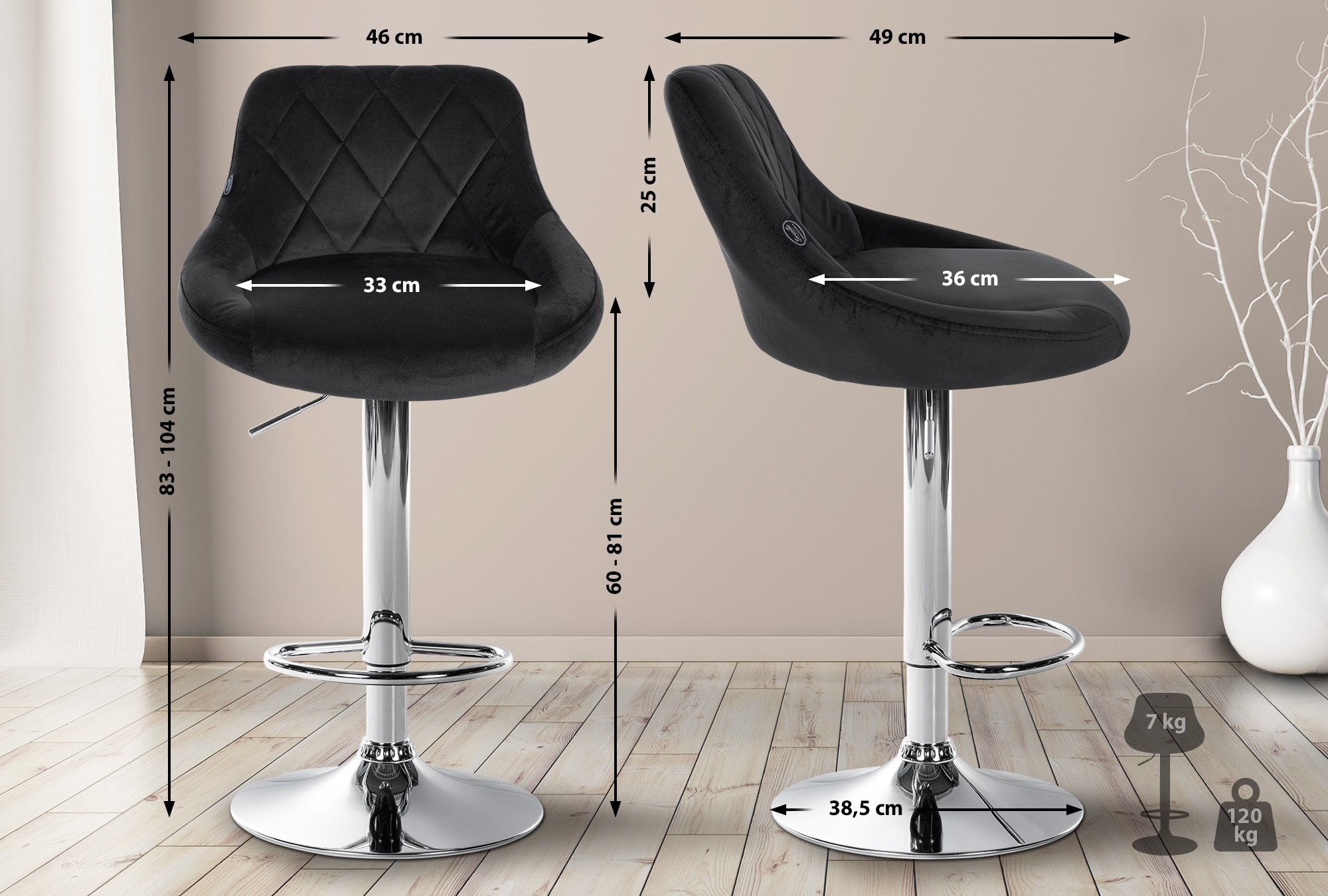 Set de 2 Taburetes Lazio en terciopelo