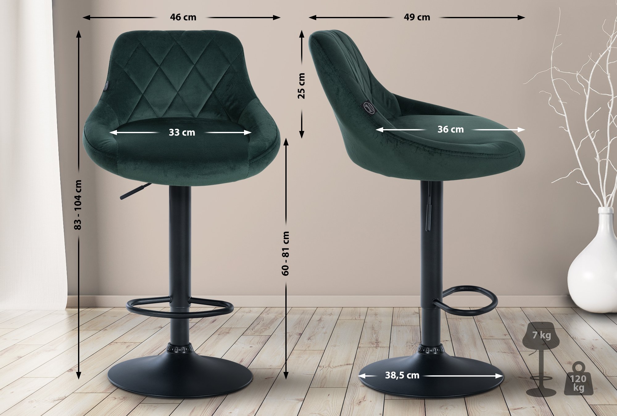 Set de 2 Taburetes Lazio en terciopelo