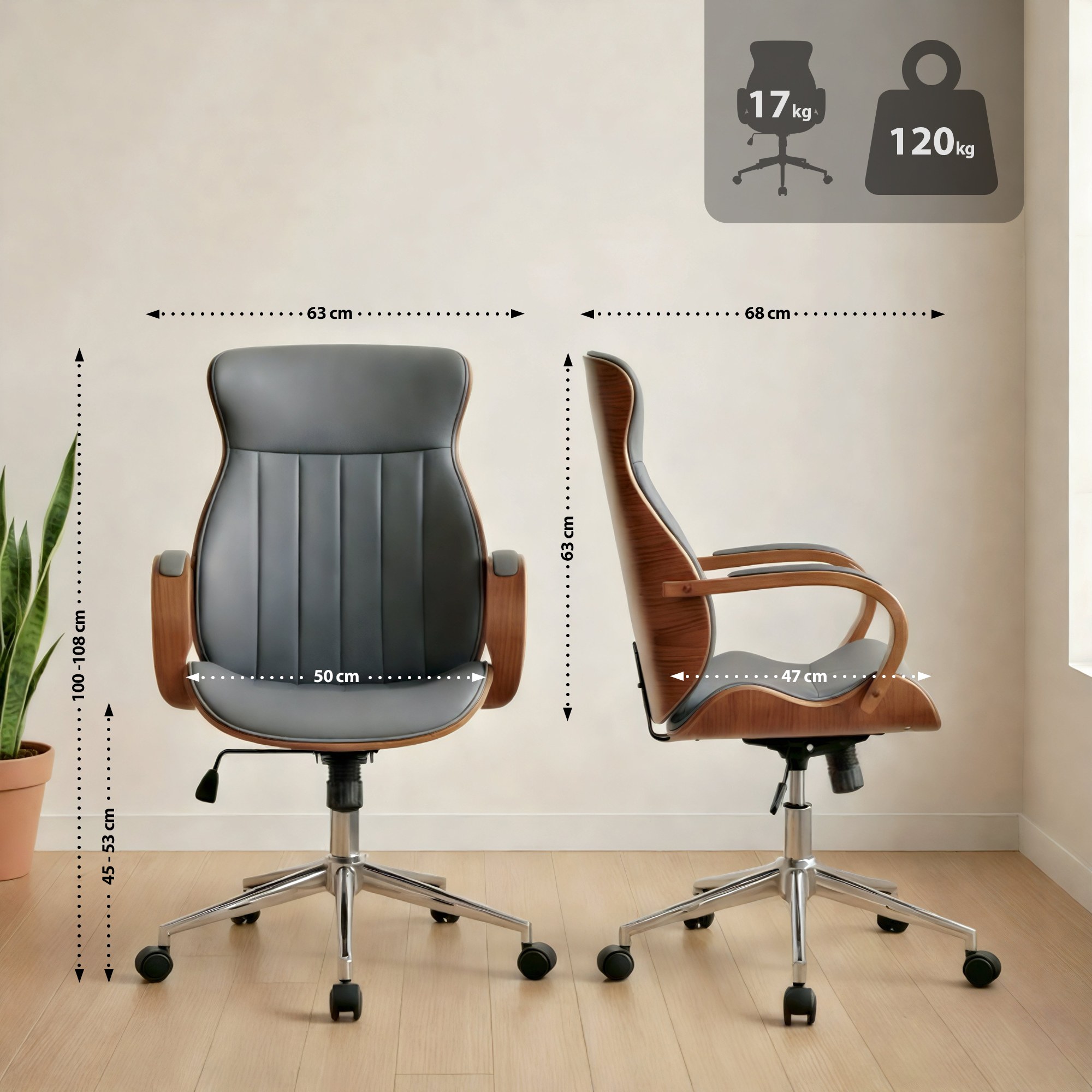 Silla de oficina Melilla de polipiel