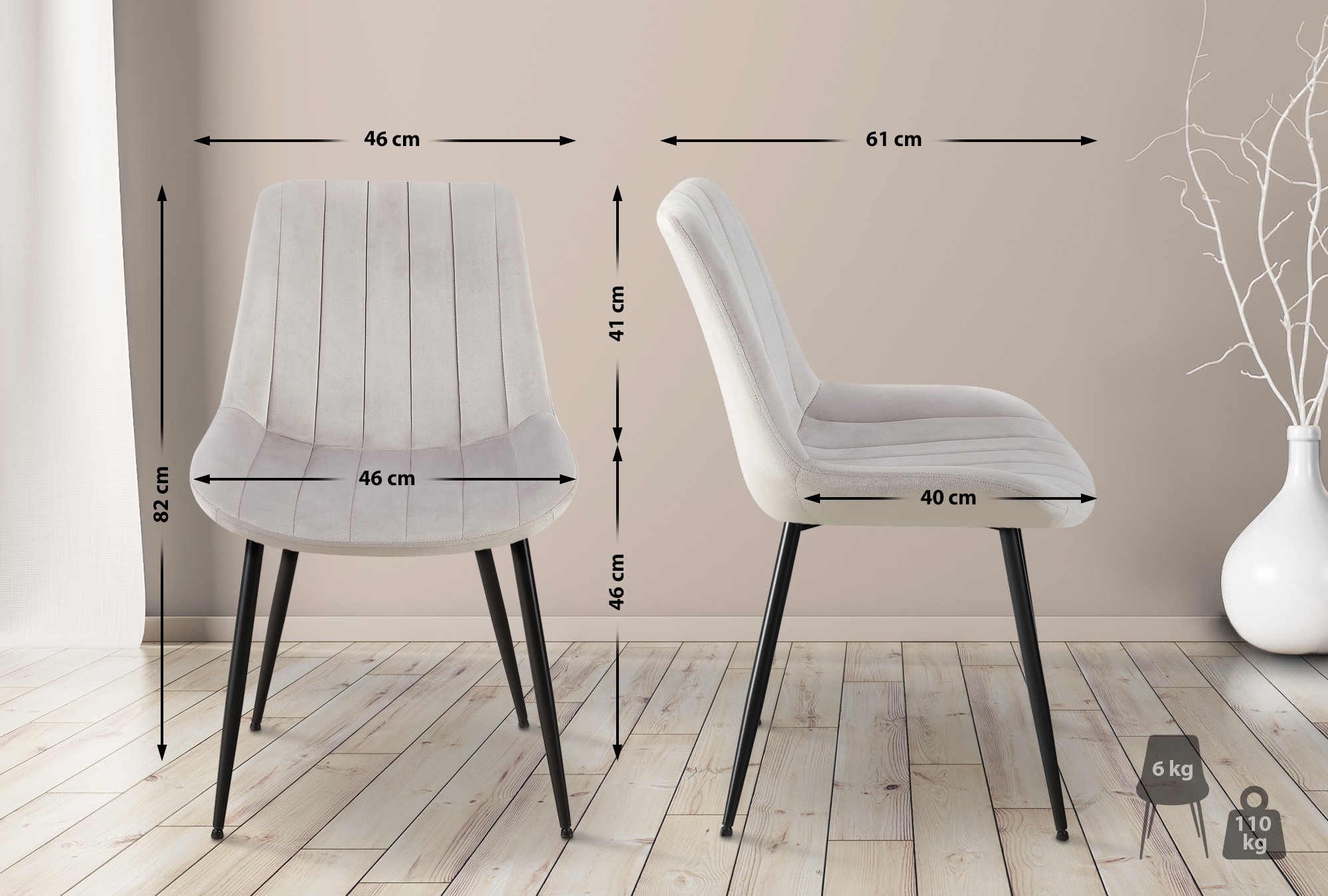 Silla de comedor Rahden en terciopelo