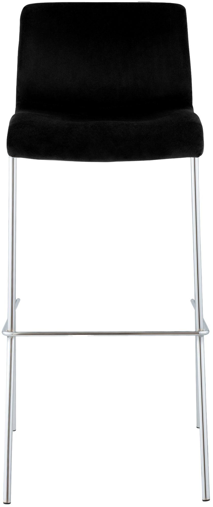 Taburete de barra Hover tapizado en terciopelo con estructura de cuatro patas cromada