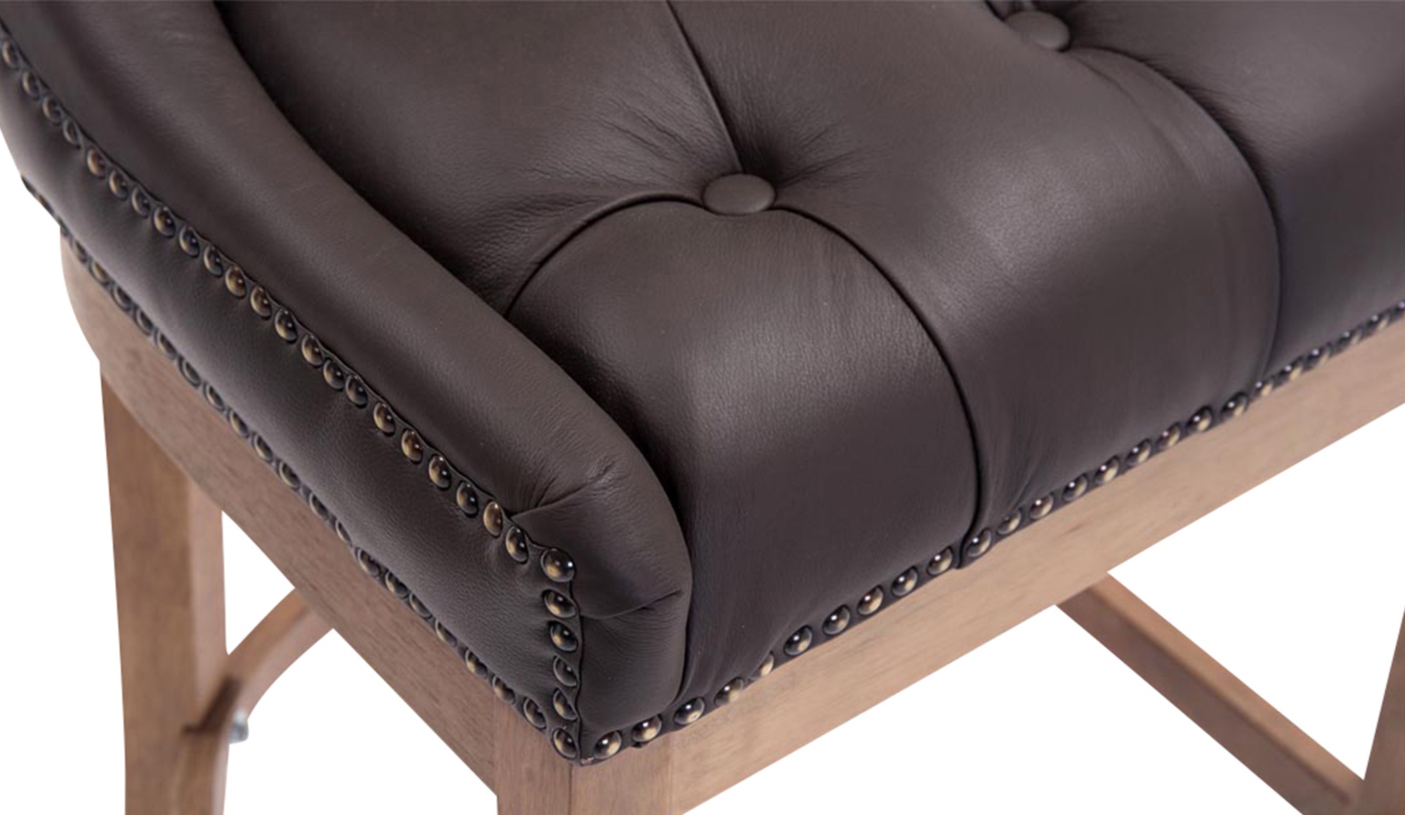 Taburete Lakewood Cuero Aútentico & Madera Clara