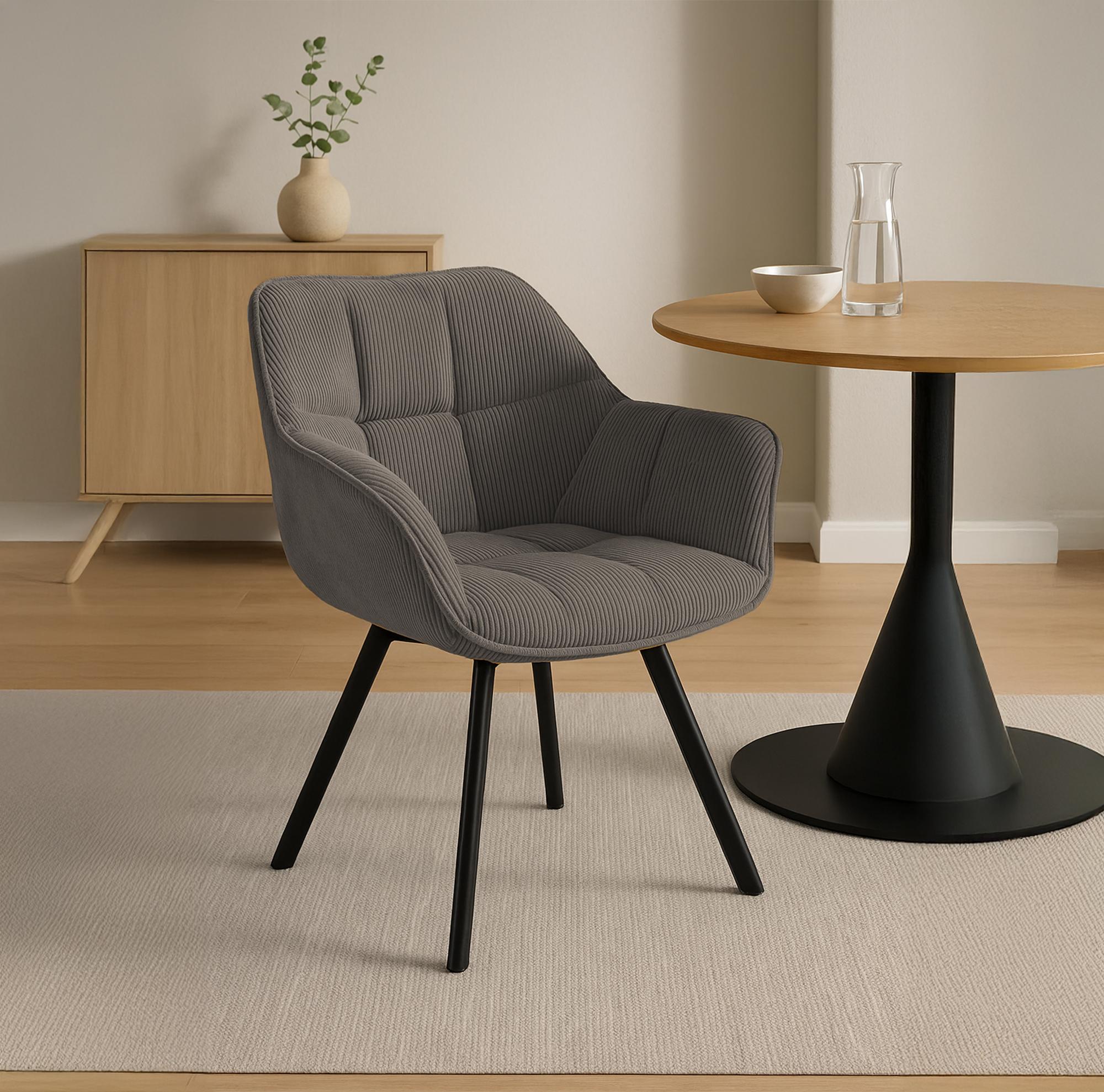 Silla de comedor Jordi con tapizado de pana