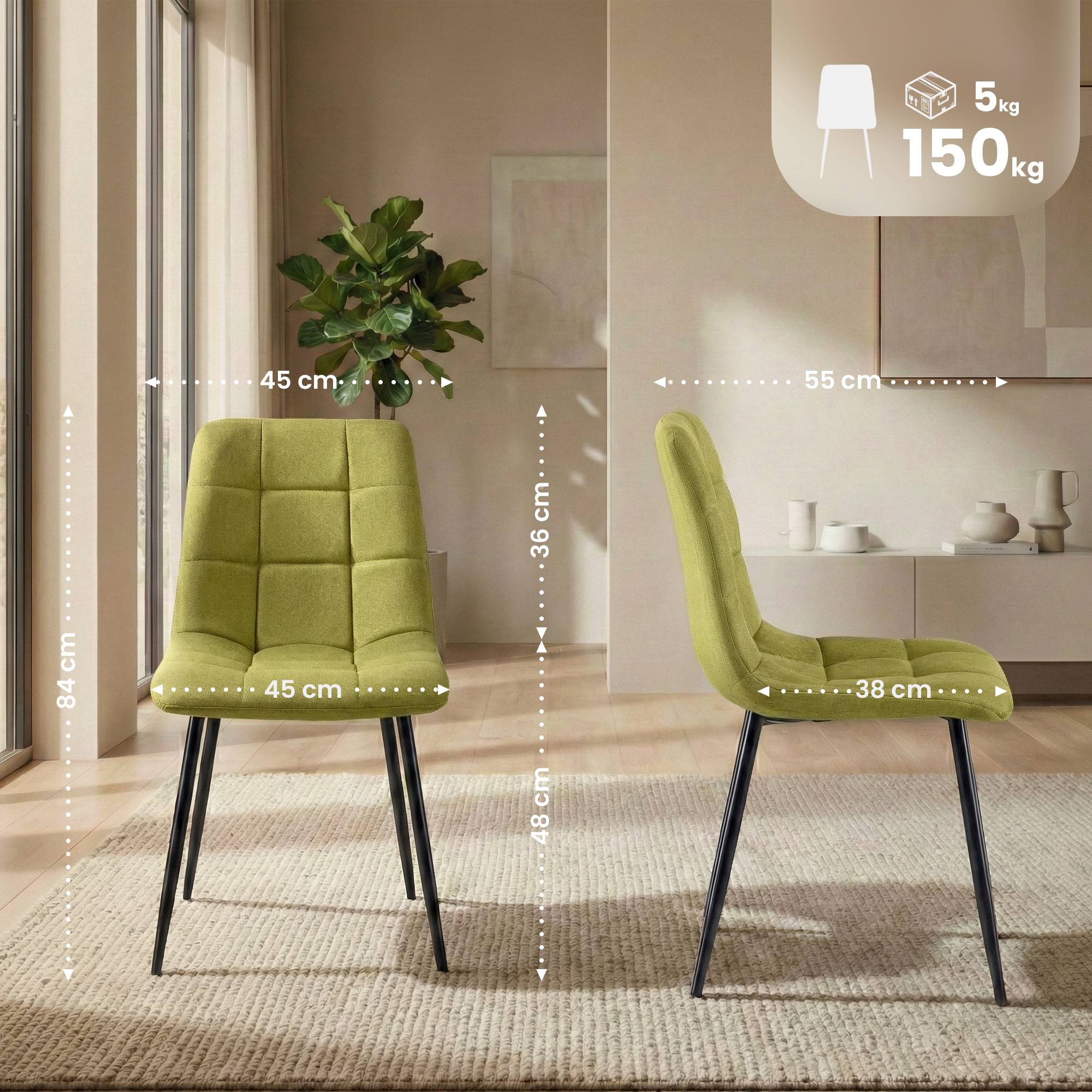 Silla de comedor Antibes de tela