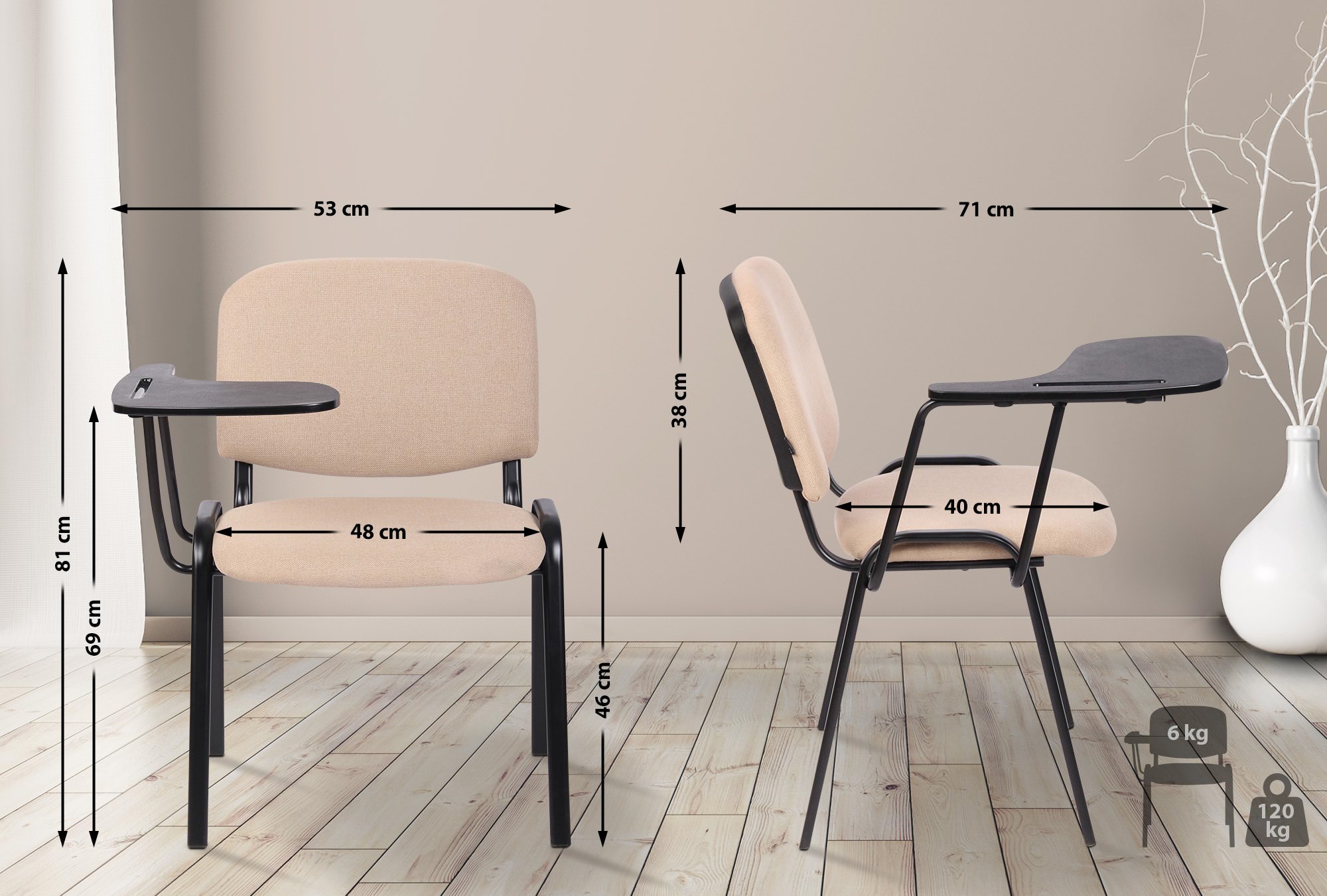 Juego de 4 sillas Ken en tela con mesa plegable