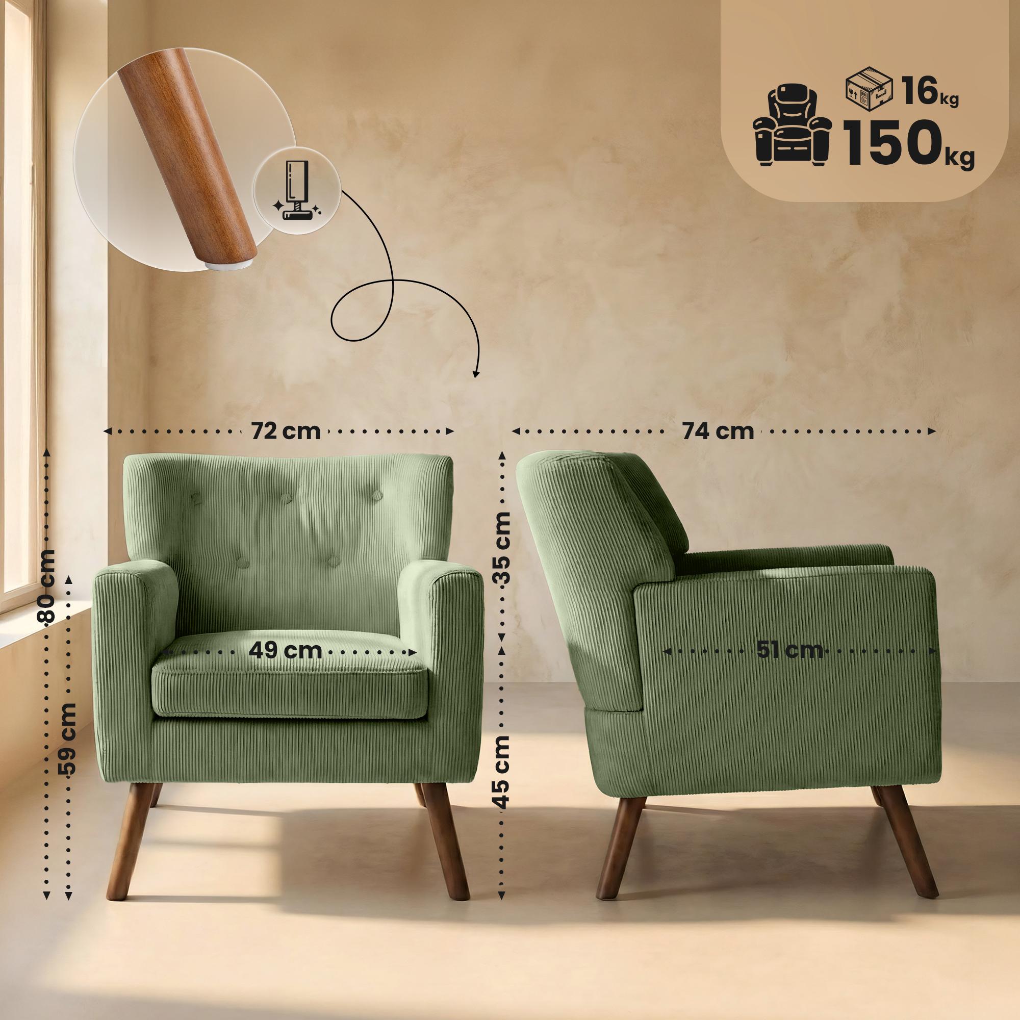 Sillon Kioni tapizado en pana