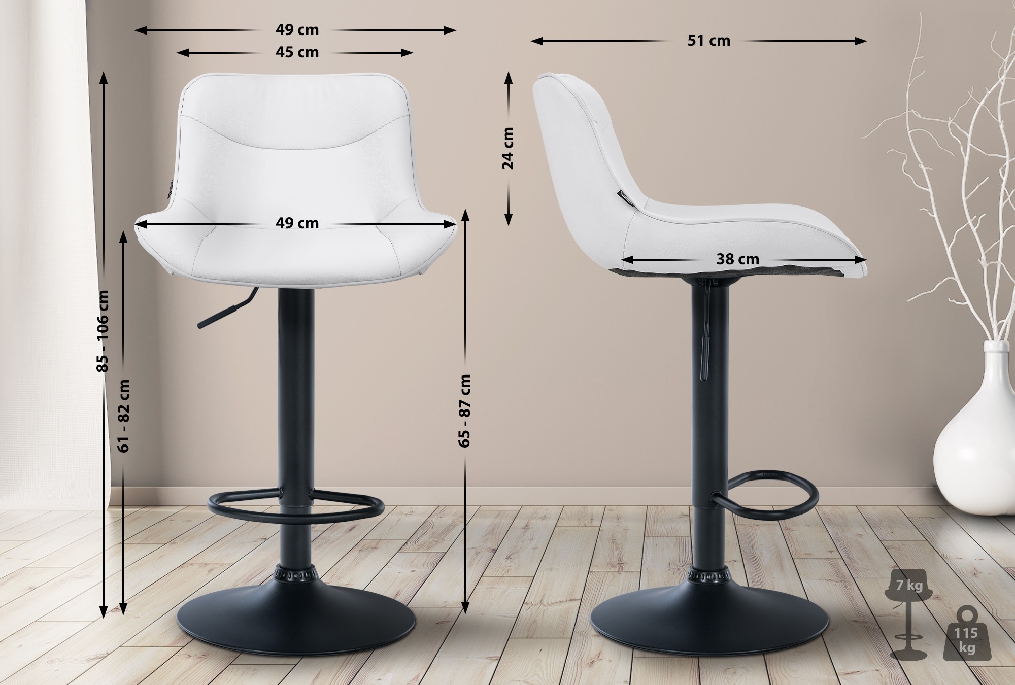 Juego de 2 taburetes de bar Vonore en polipiel