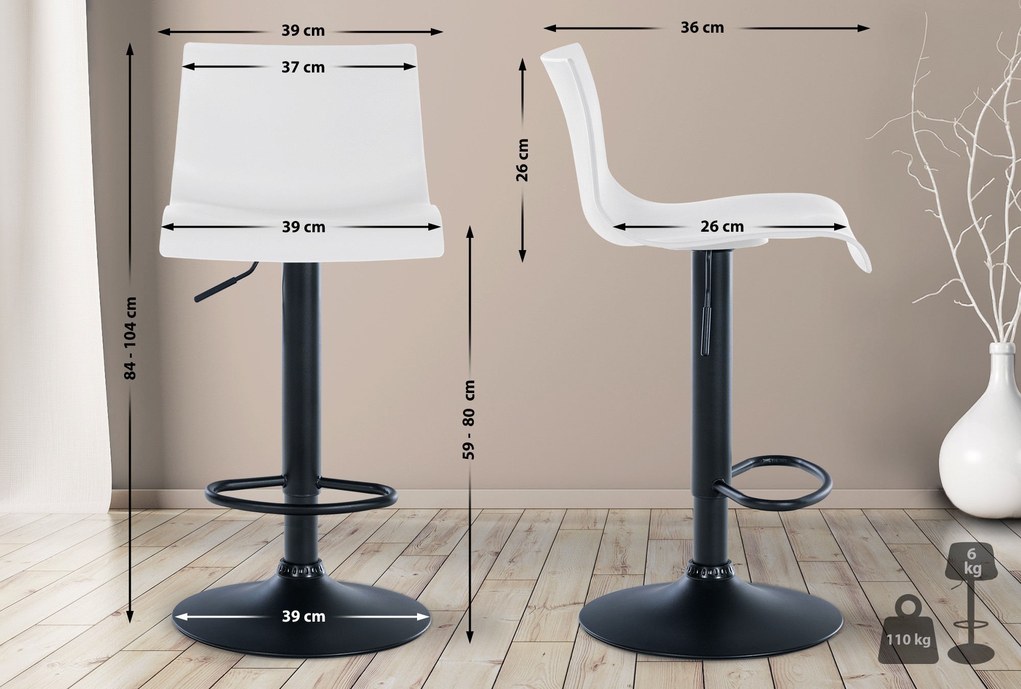 Set de 2 Taburetes de bar Branford