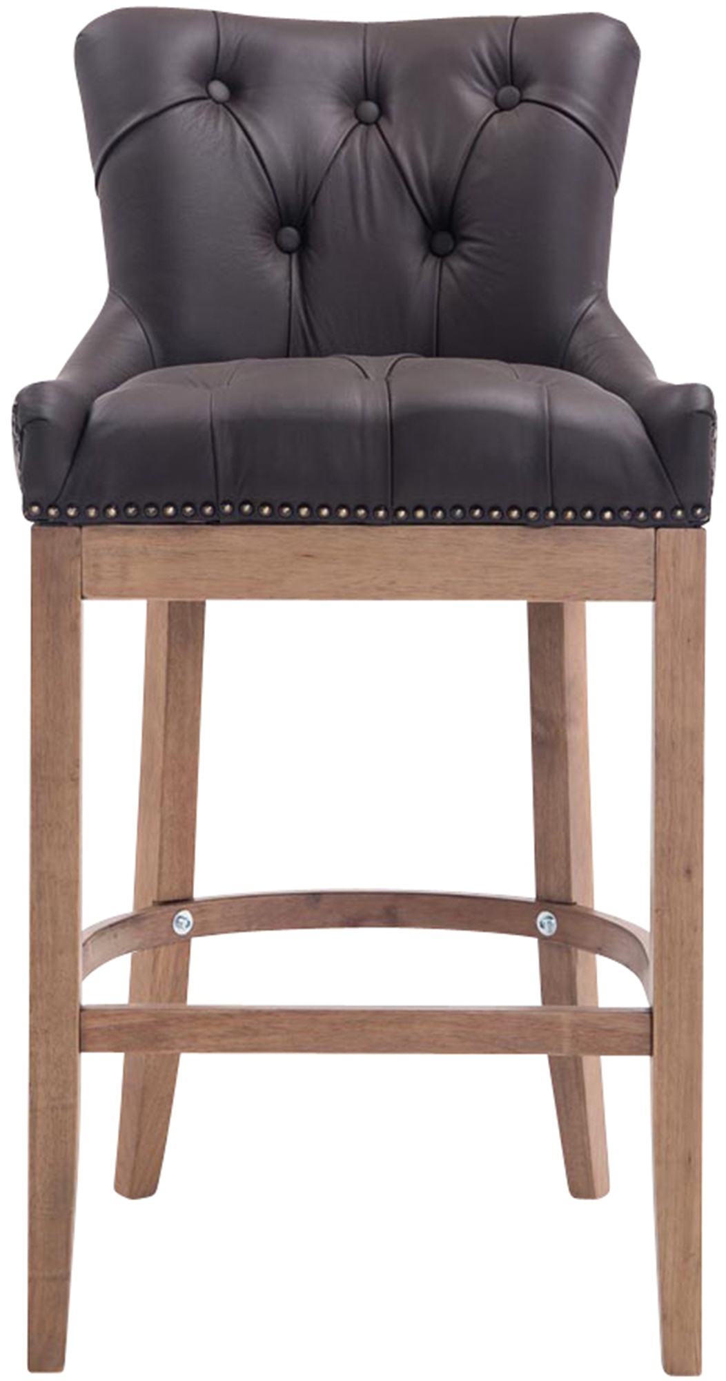 Taburete Lakewood Cuero Aútentico & Madera Clara
