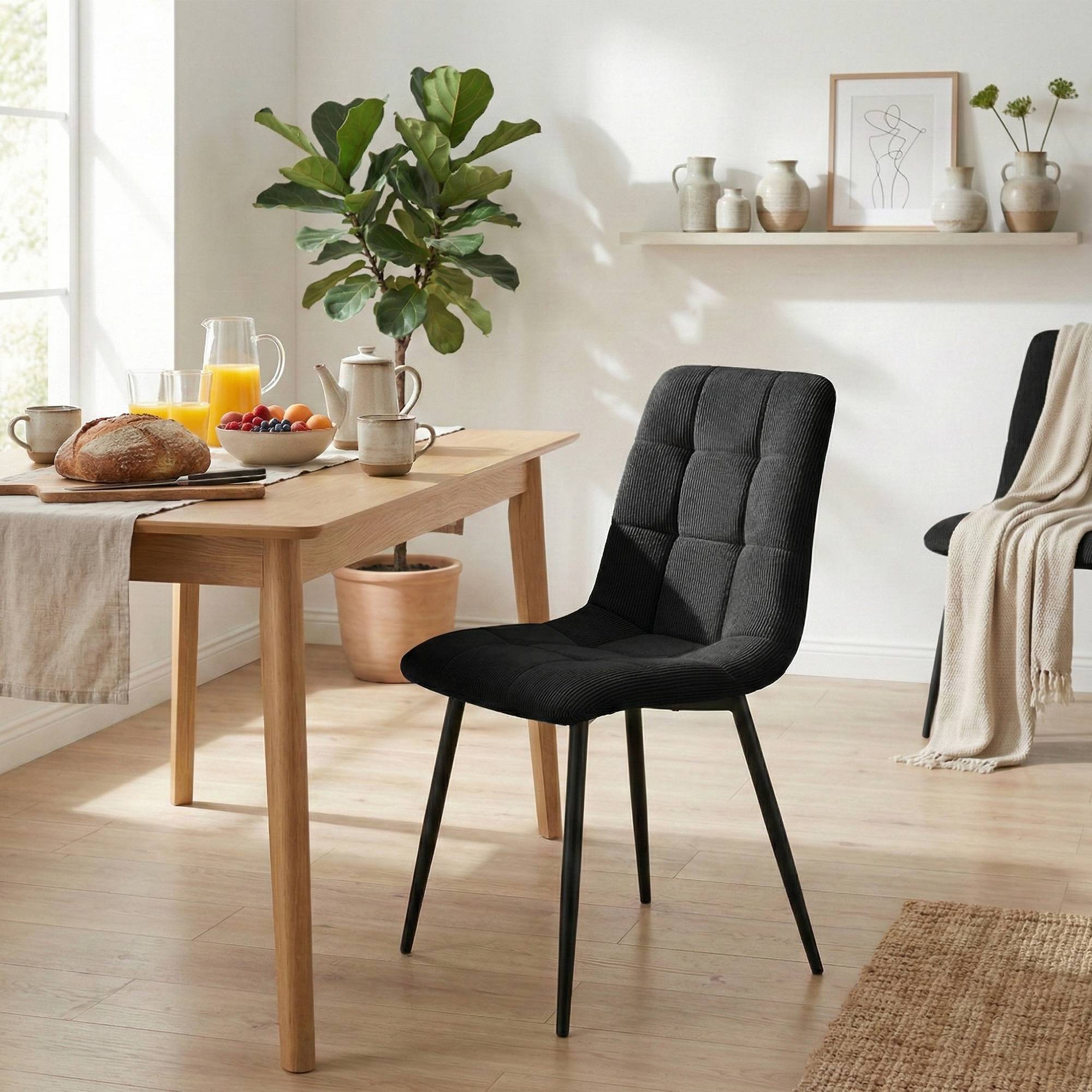 Set de 2 sillas de comedor Antibes de pana