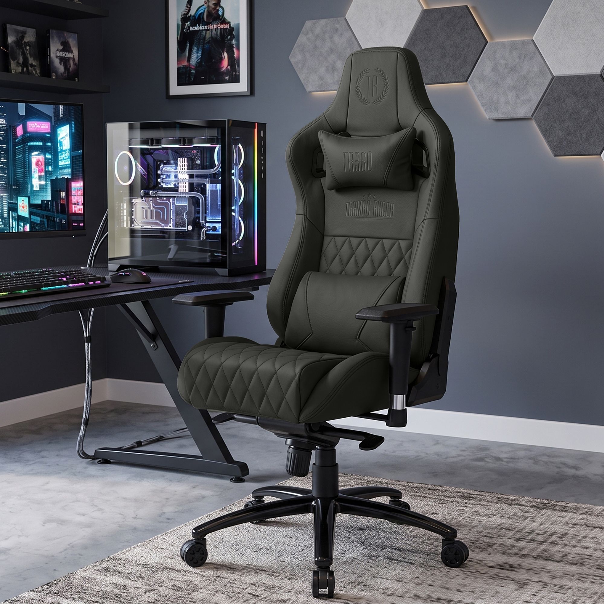 Silla de oficina Keren de cuero genuino